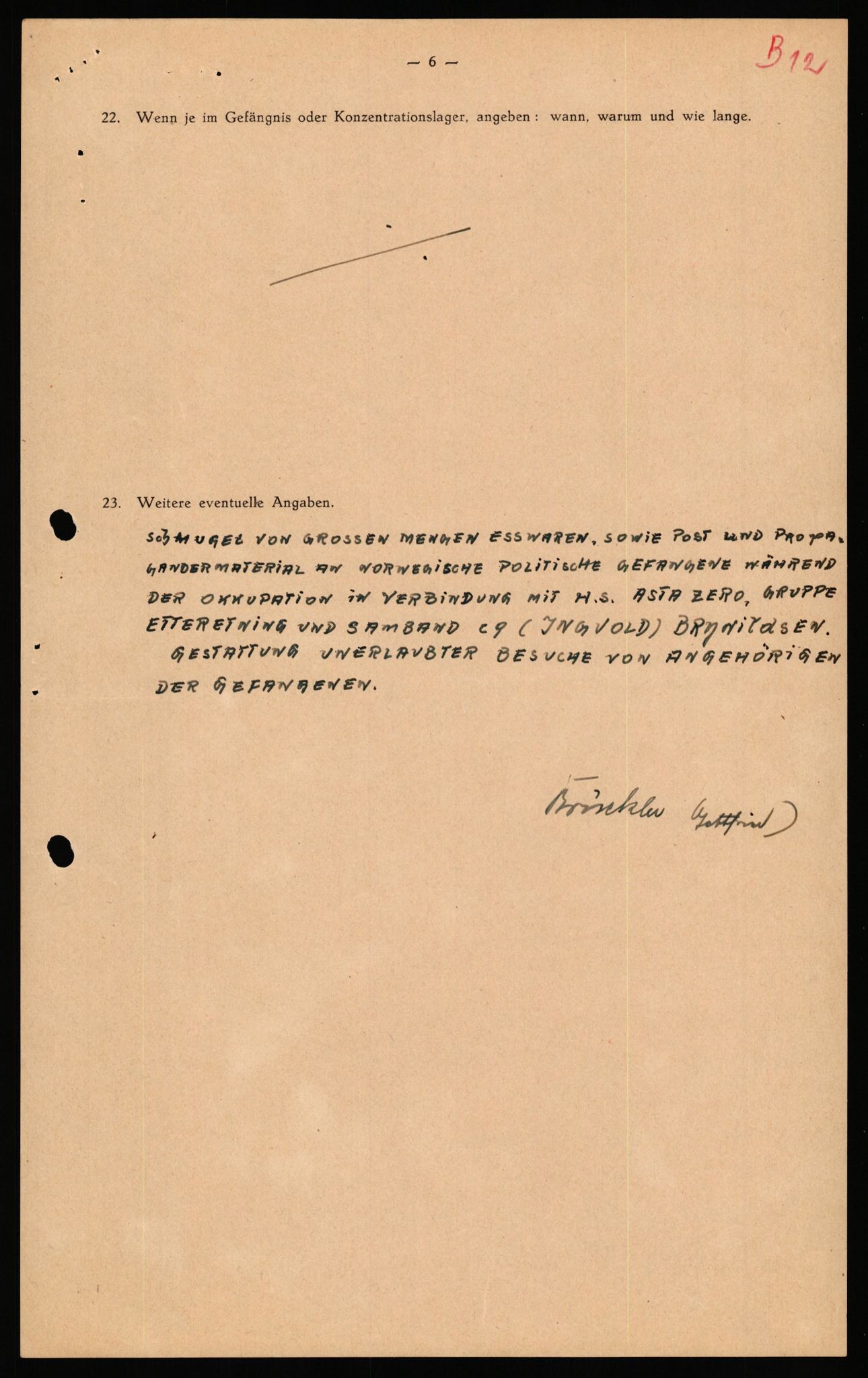 Forsvaret, Forsvarets overkommando II, RA/RAFA-3915/D/Db/L0038: CI Questionaires. Tyske okkupasjonsstyrker i Norge. Østerrikere., 1945-1946, s. 120