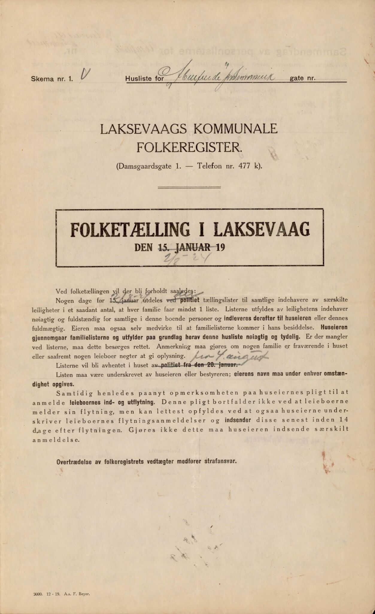 Laksevåg kommune. Folkeregisteret, BBA/A-1586/E/Ea/L0008: Folketellingskjema 1924, 1924