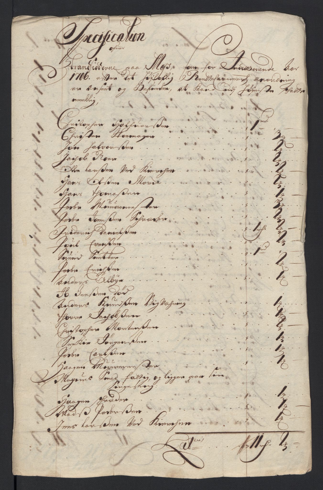 Rentekammeret inntil 1814, Reviderte regnskaper, Fogderegnskap, RA/EA-4092/R04/L0133: Fogderegnskap Moss, Onsøy, Tune, Veme og Åbygge, 1705-1706, s. 282