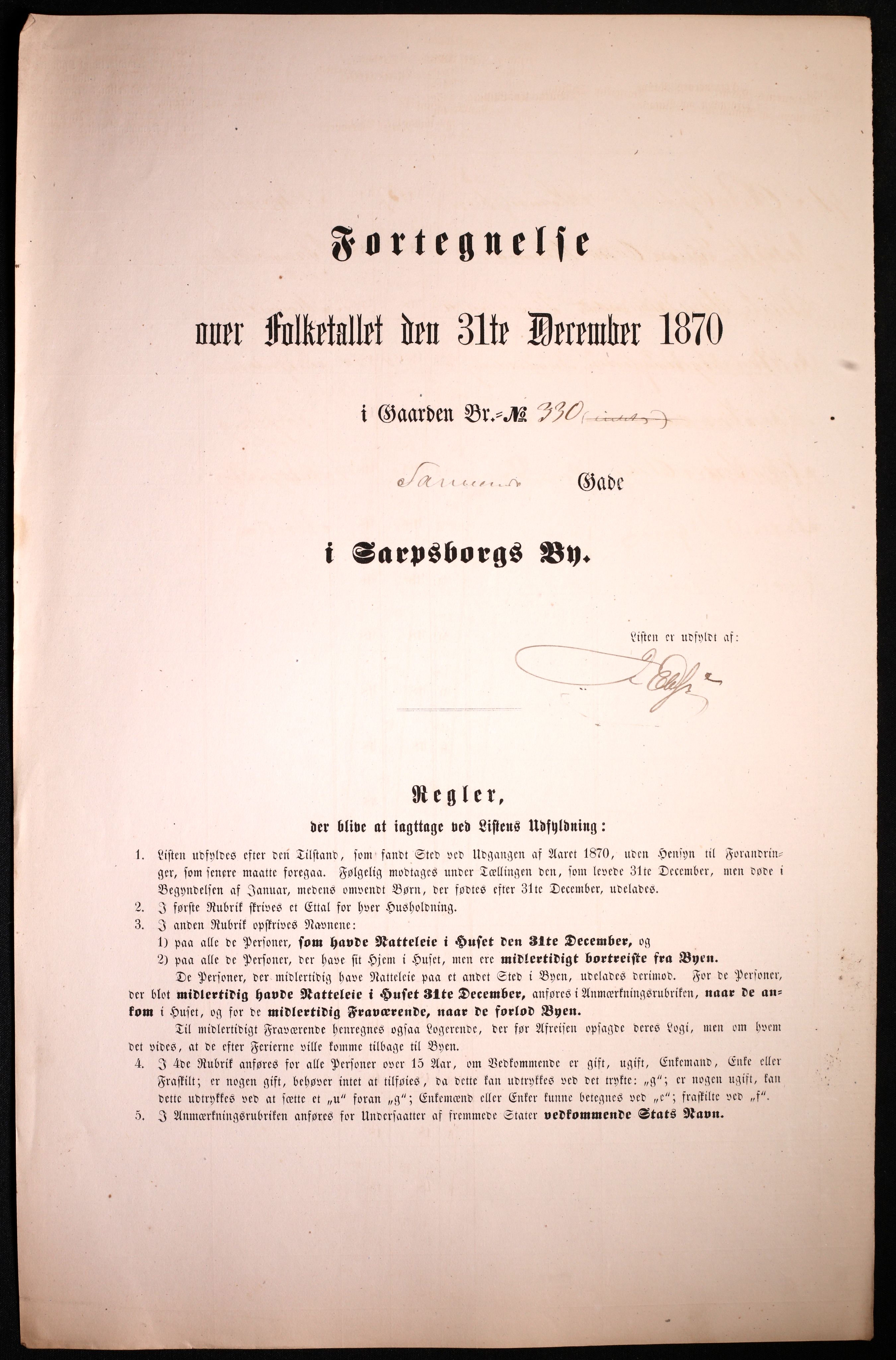 RA, Folketelling 1870 for 0102 Sarpsborg kjøpstad, 1870, s. 251