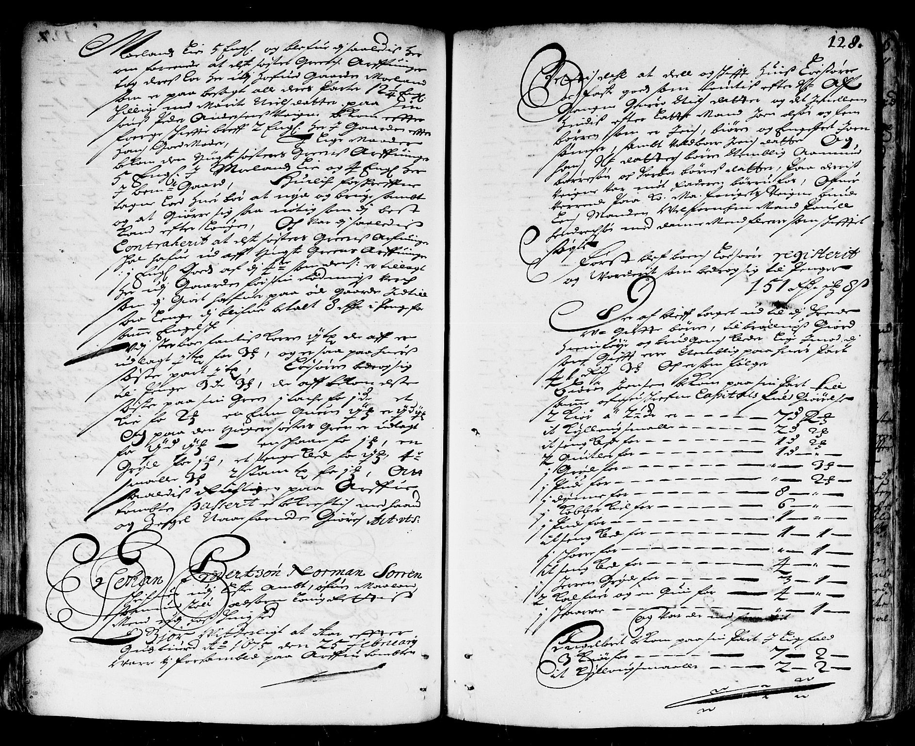 Lister sorenskriveri, AV/SAK-1221-0003/H/Hc/L0003: Skifteprotokoll nr 3 med register, 1672-1682, s. 127b-128a