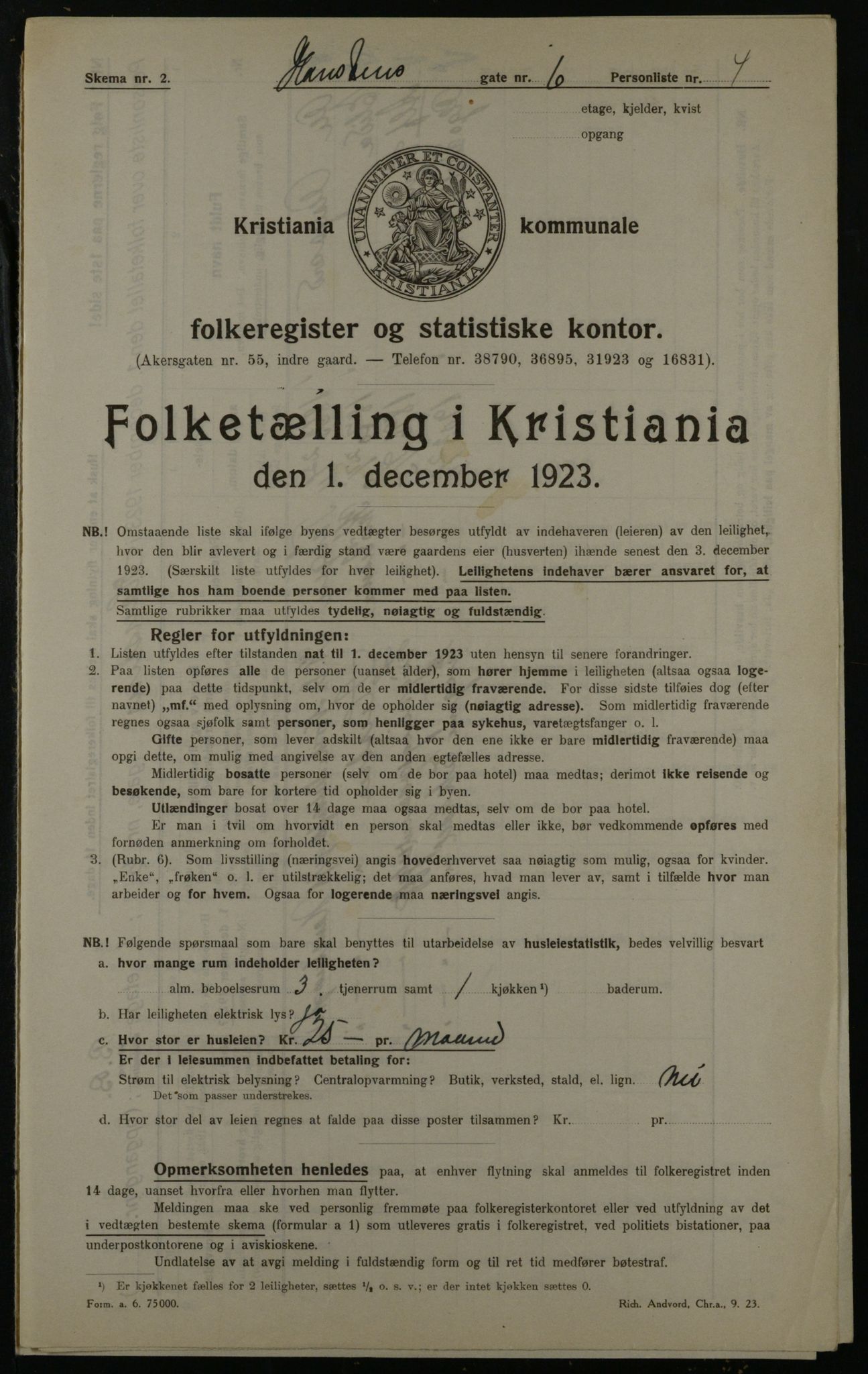 OBA, Kommunal folketelling 1.12.1923 for Kristiania, 1923, s. 38989