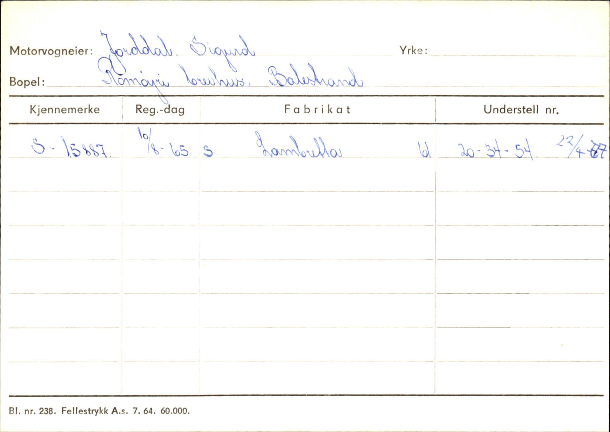 Statens vegvesen, Sogn og Fjordane vegkontor, AV/SAB-A-5301/4/F/L0132: Eigarregister Askvoll A-Å. Balestrand A-Å, 1945-1975, s. 1889