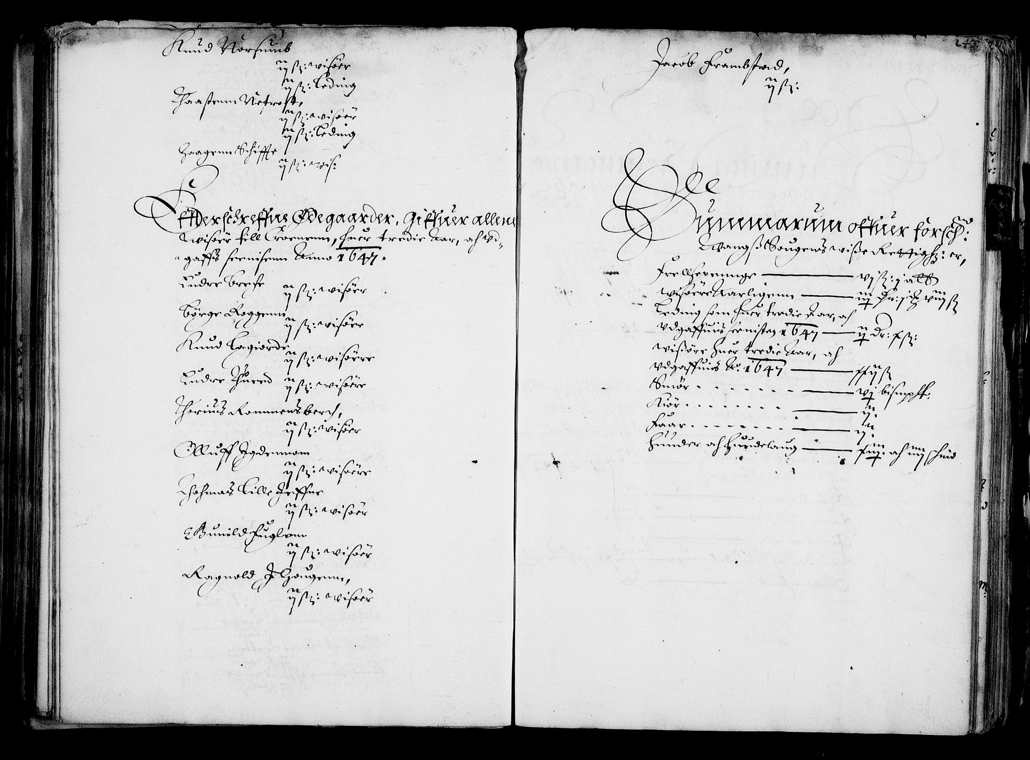 Rentekammeret inntil 1814, Realistisk ordnet avdeling, AV/RA-EA-4070/N/Na/L0001: [XI f]: Akershus stifts jordebok, 1652, s. 242b-243a