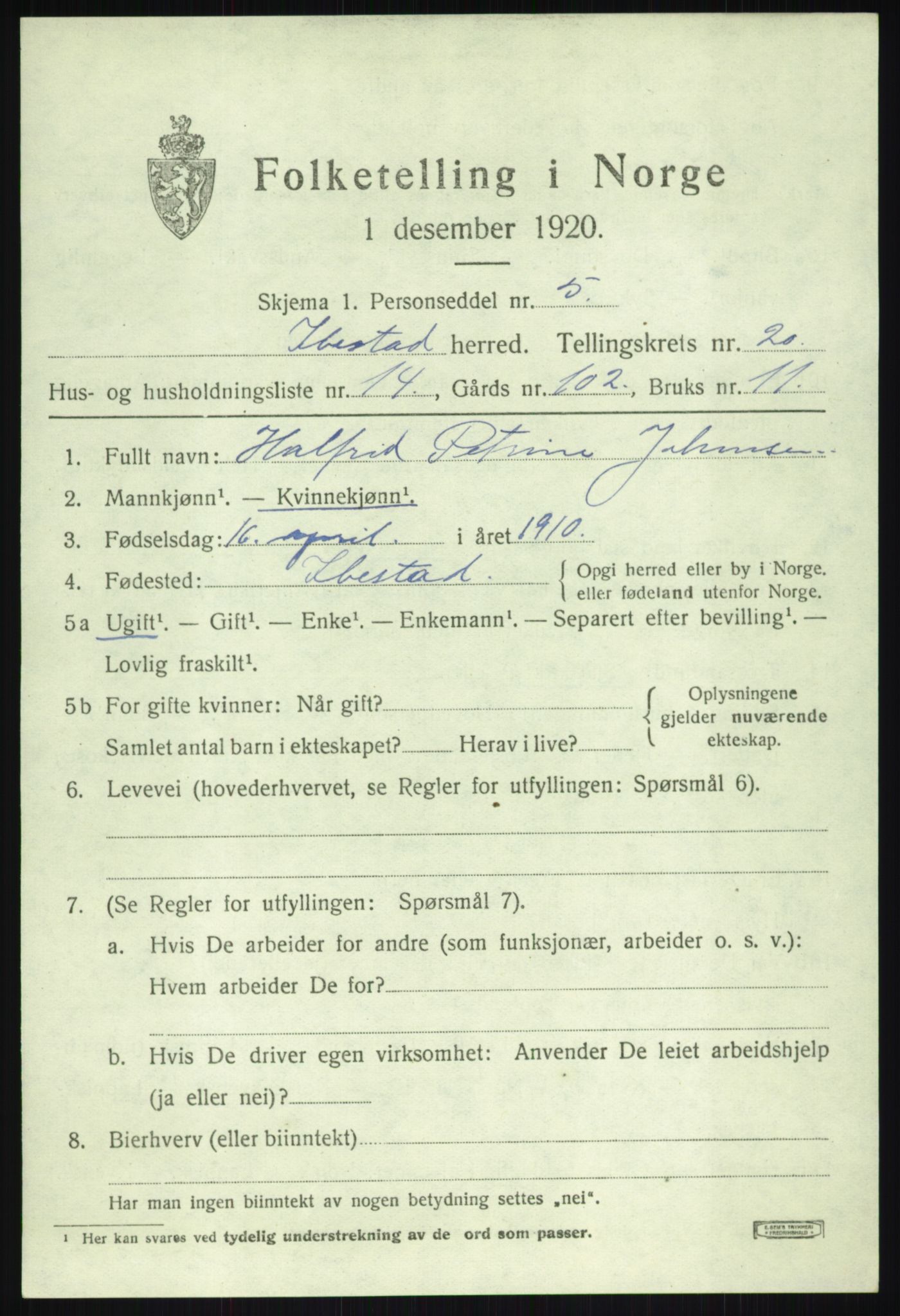 SATØ, Folketelling 1920 for 1917 Ibestad herred, 1920, s. 11447