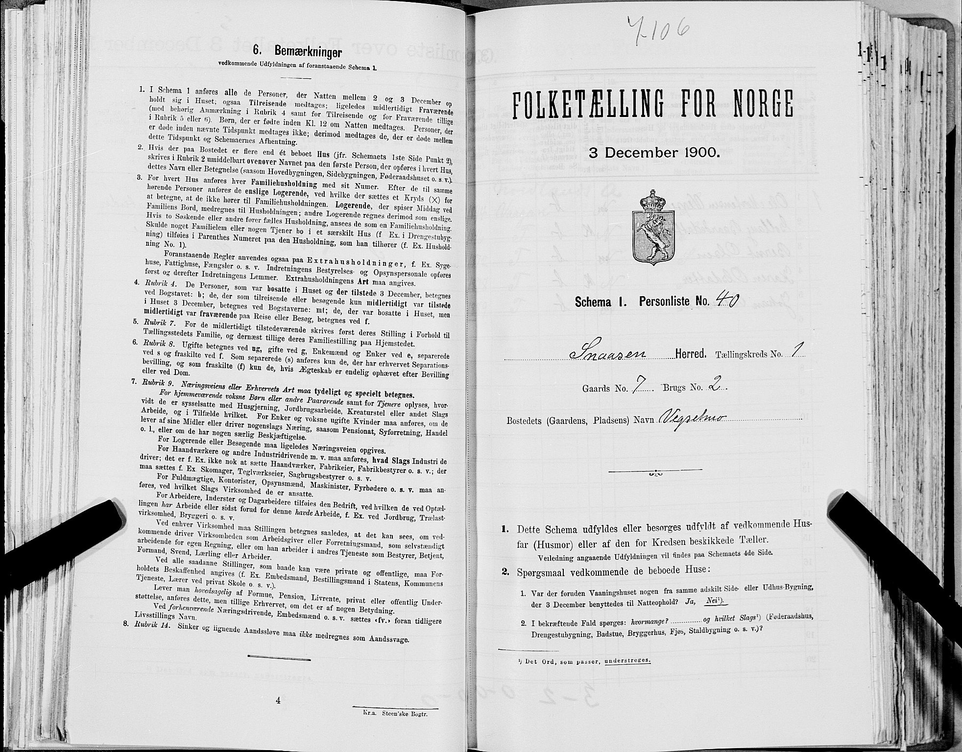 SAT, Folketelling 1900 for 1736 Snåsa herred, 1900, s. 138