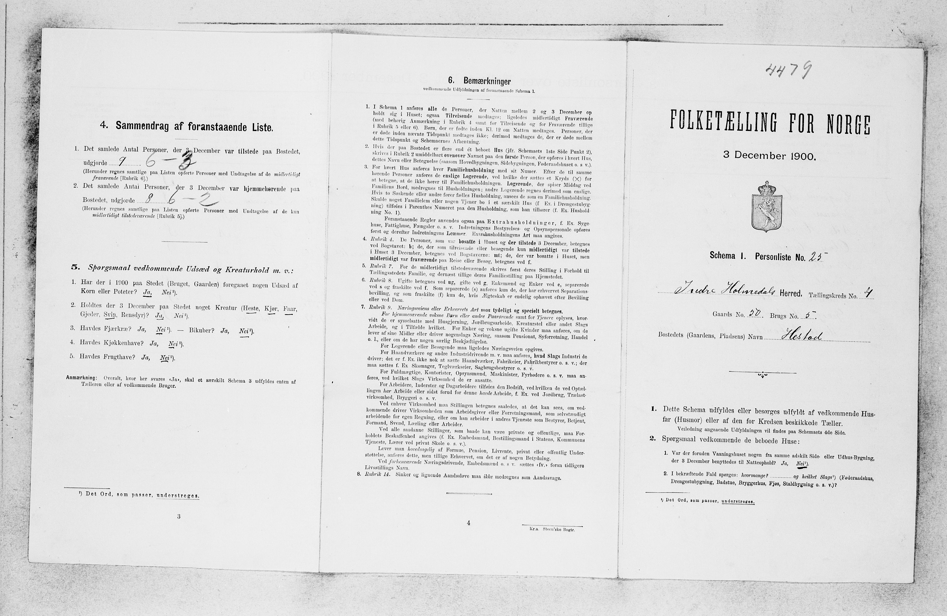 SAB, Folketelling 1900 for 1430 Indre Holmedal herred, 1900, s. 406