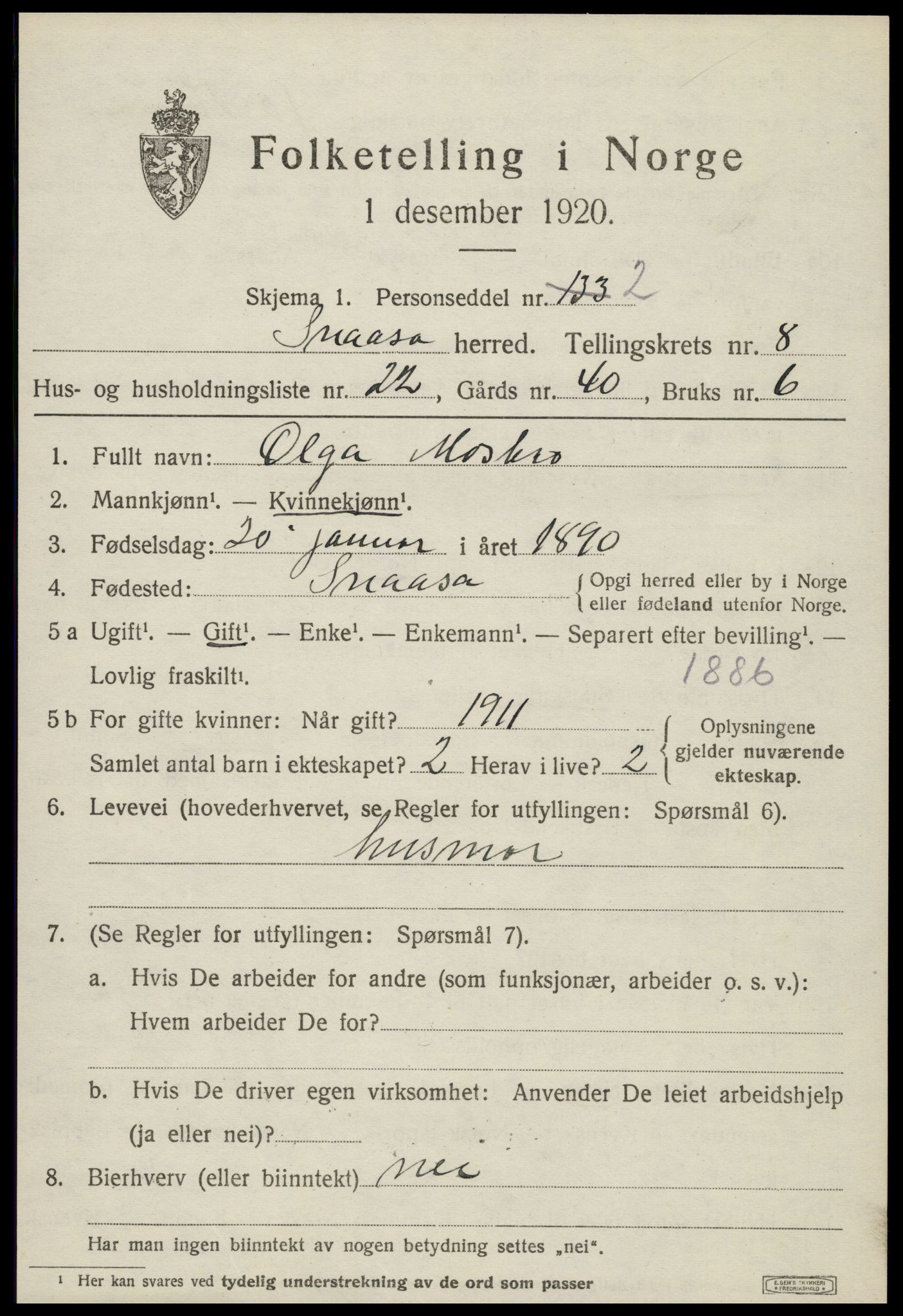 SAT, Folketelling 1920 for 1736 Snåsa herred, 1920, s. 3434