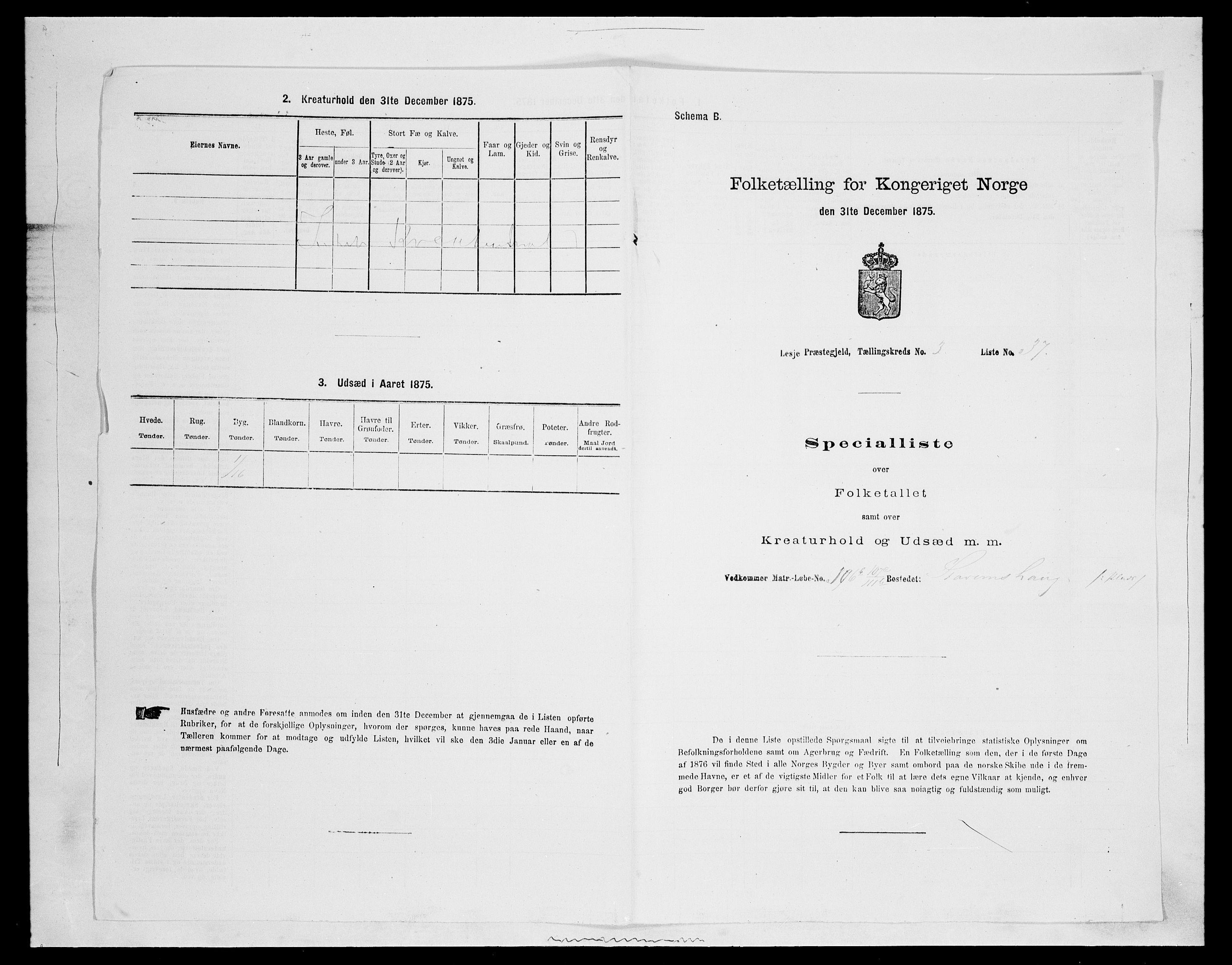 SAH, Folketelling 1875 for 0512P Lesja prestegjeld, 1875, s. 444