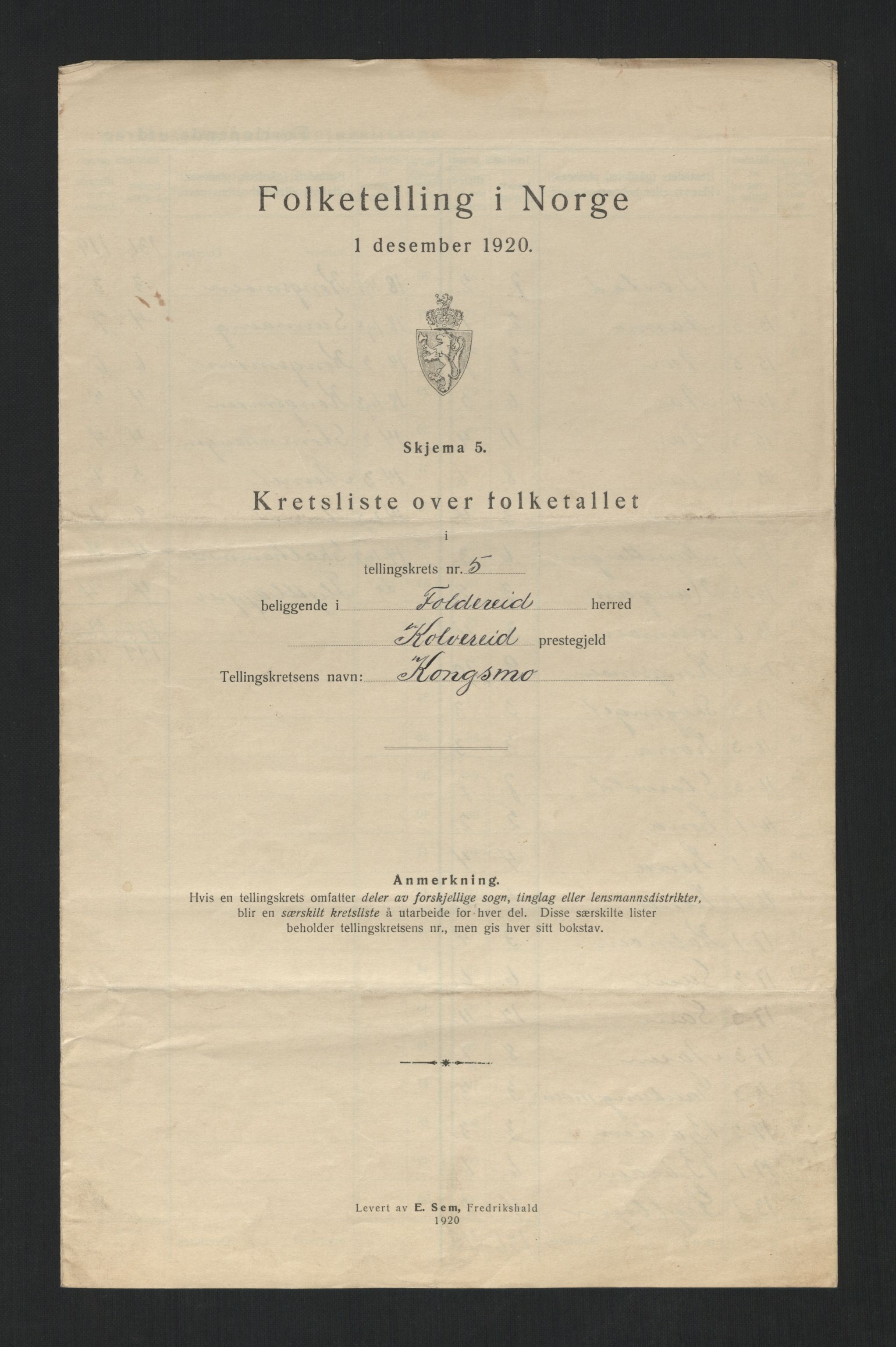 SAT, Folketelling 1920 for 1753 Foldereid herred, 1920, s. 19