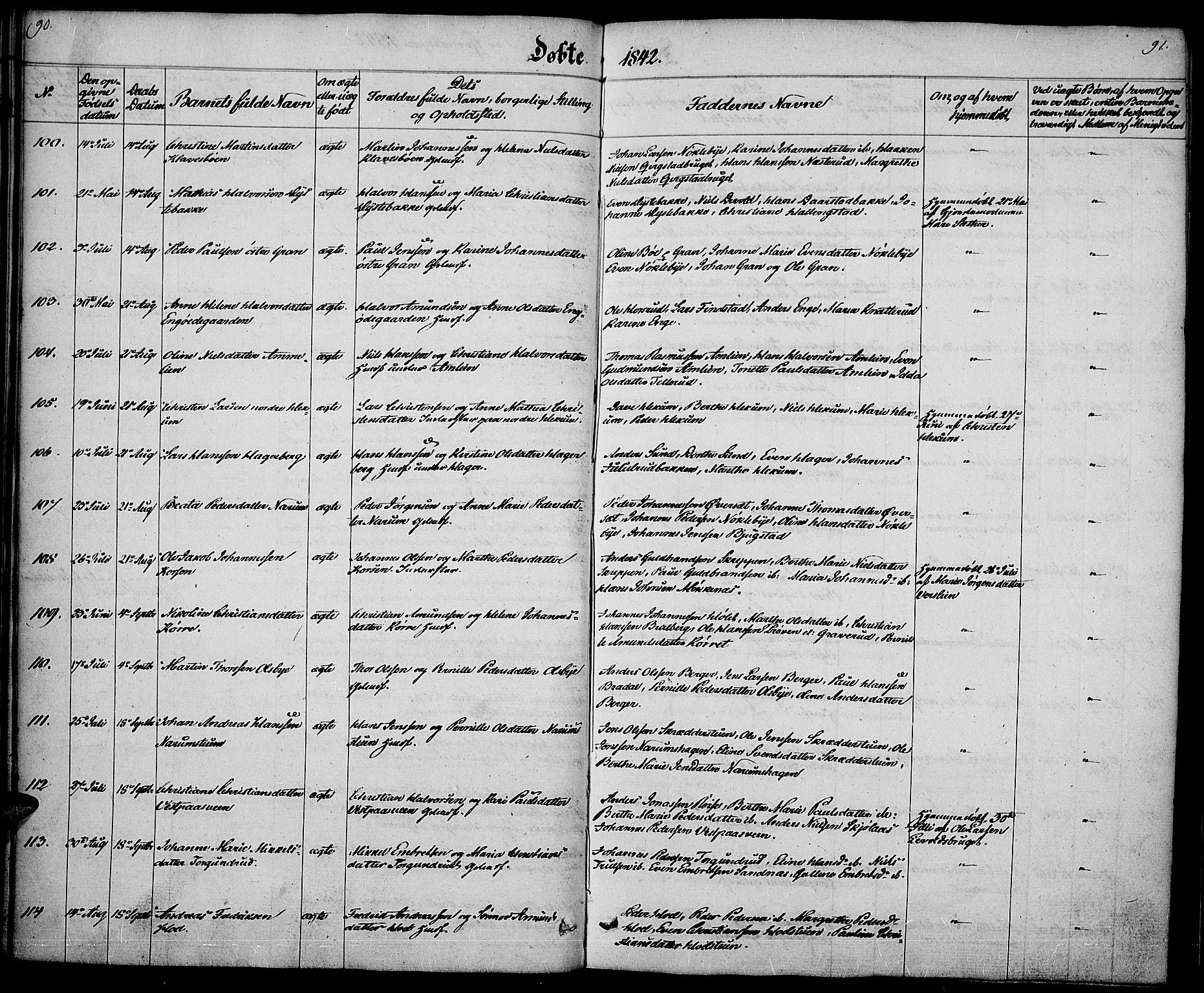 Vestre Toten prestekontor, AV/SAH-PREST-108/H/Ha/Haa/L0003: Ministerialbok nr. 3, 1836-1843, s. 90-91