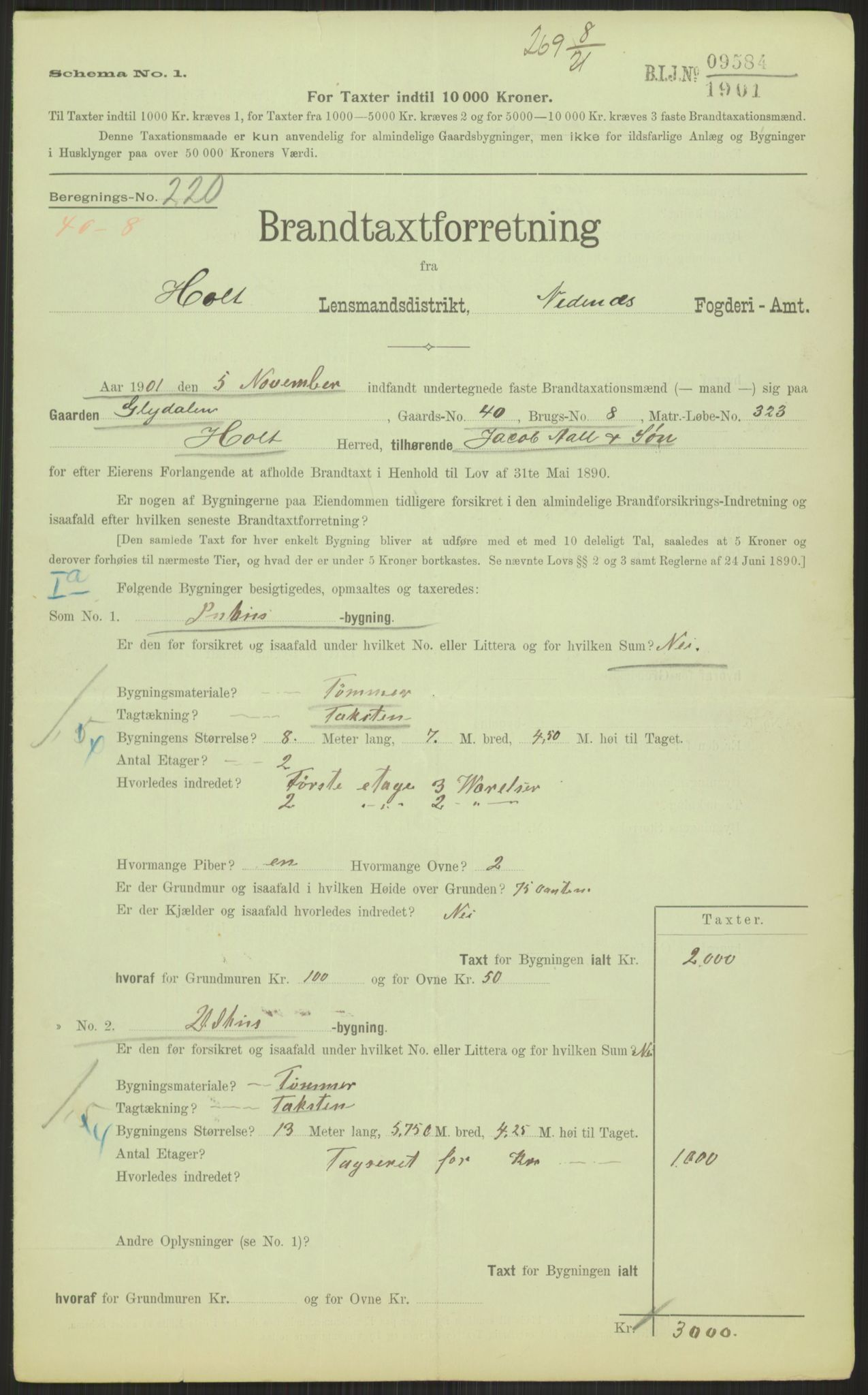 Norges Brannkasse, AV/RA-S-1549/E/Ei/L0072: Holt, 1850-1950, s. 1005