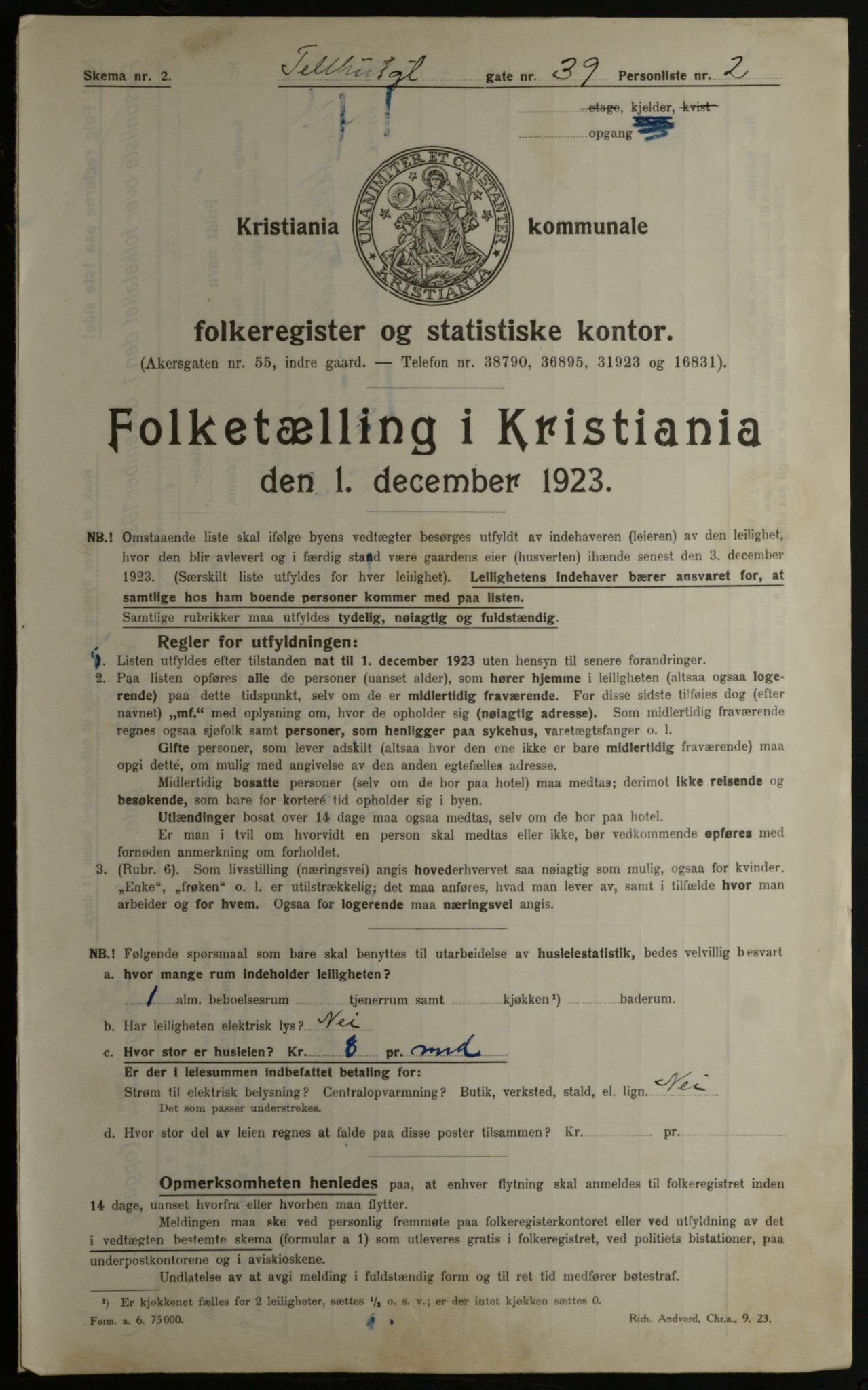 OBA, Kommunal folketelling 1.12.1923 for Kristiania, 1923, s. 118942