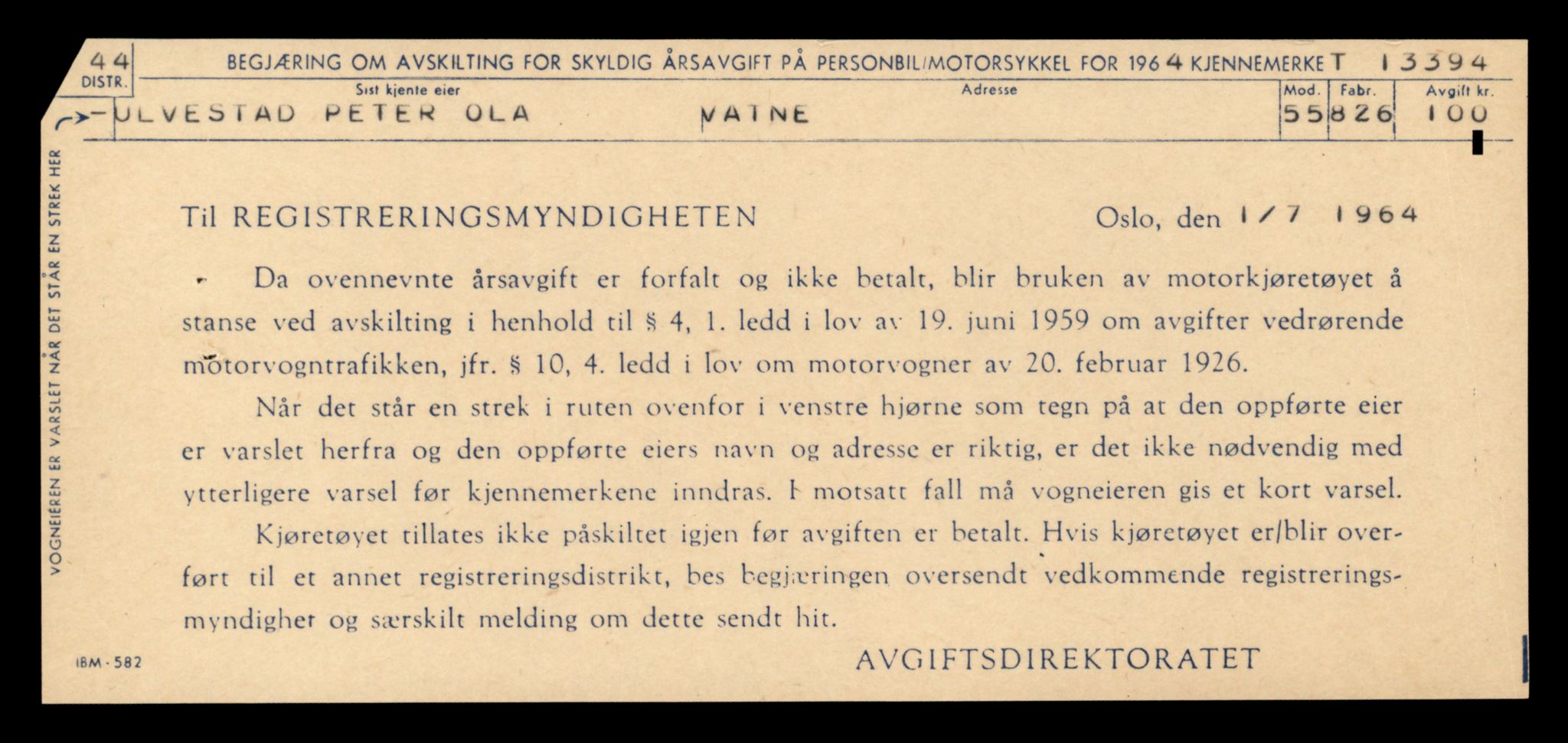 Møre og Romsdal vegkontor - Ålesund trafikkstasjon, AV/SAT-A-4099/F/Fe/L0039: Registreringskort for kjøretøy T 13361 - T 13530, 1927-1998, s. 535