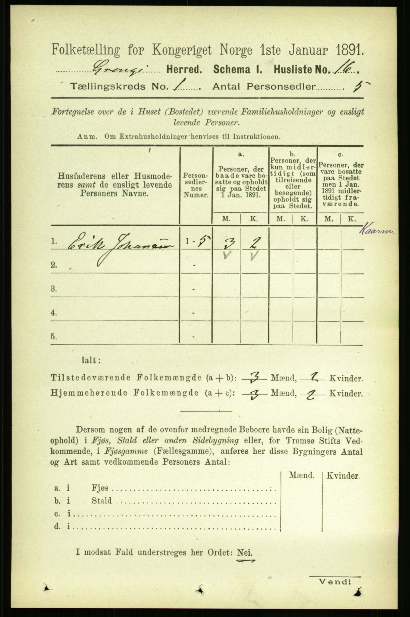 RA, Folketelling 1891 for 1742 Grong herred, 1891, s. 45