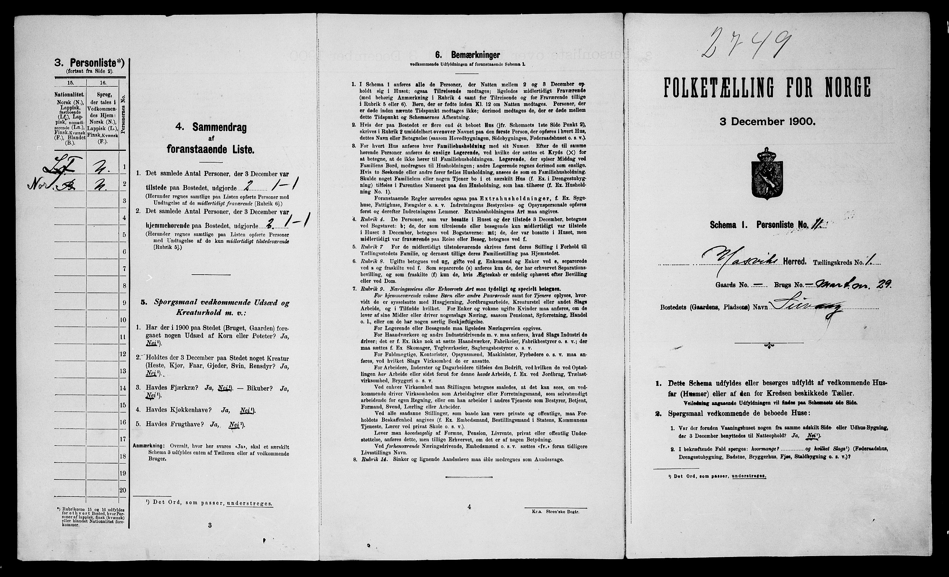 SATØ, Folketelling 1900 for 2015 Hasvik herred, 1900, s. 49