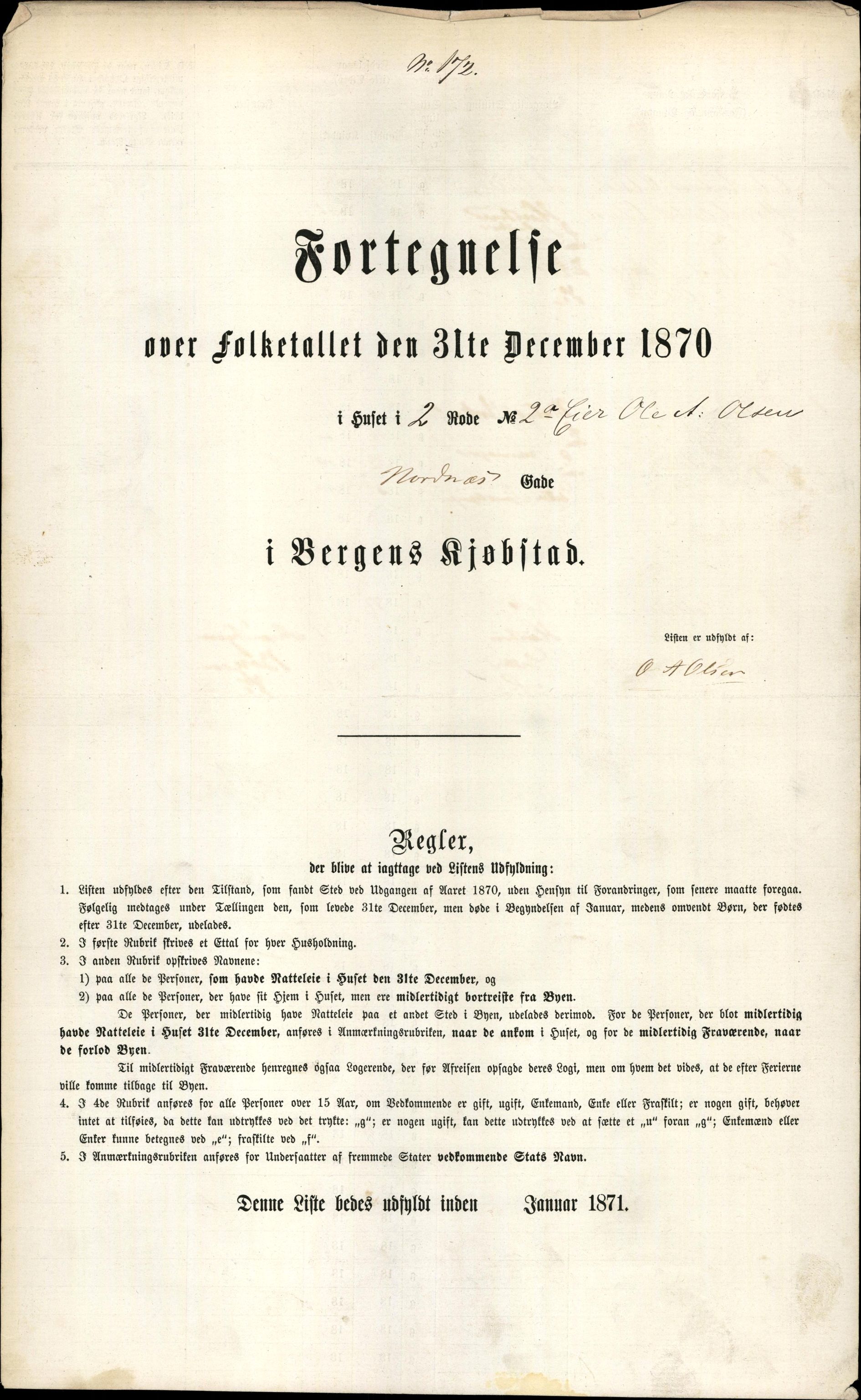 RA, Folketelling 1870 for 1301 Bergen kjøpstad, 1870