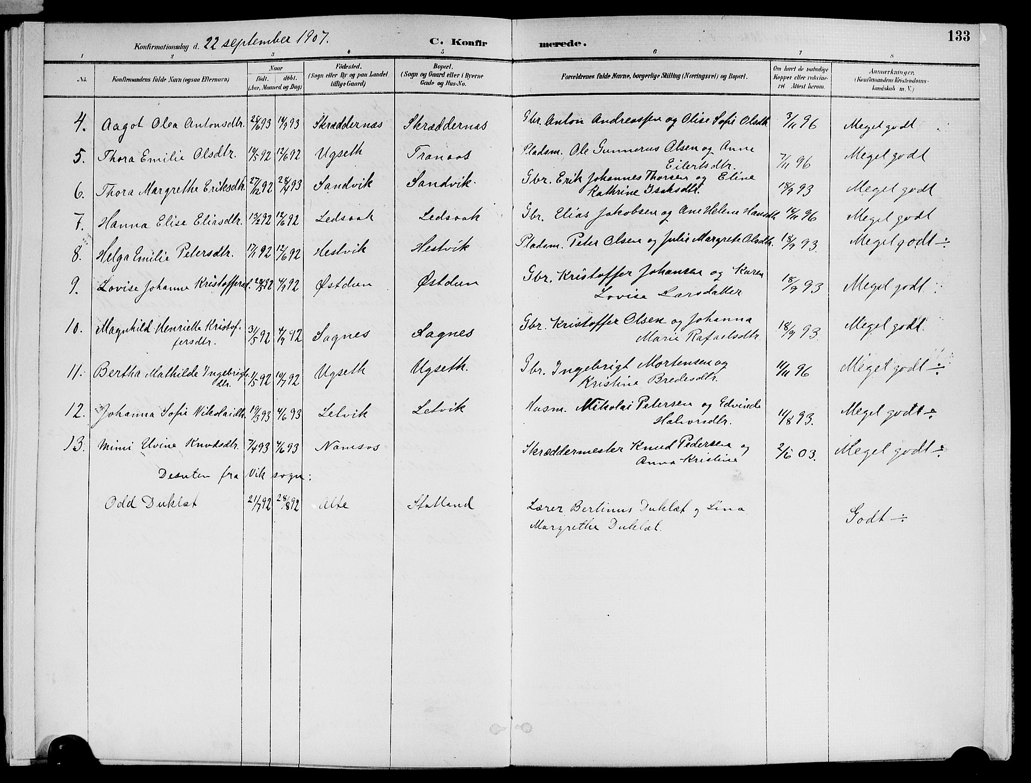 Ministerialprotokoller, klokkerbøker og fødselsregistre - Nord-Trøndelag, AV/SAT-A-1458/773/L0617: Ministerialbok nr. 773A08, 1887-1910, s. 133