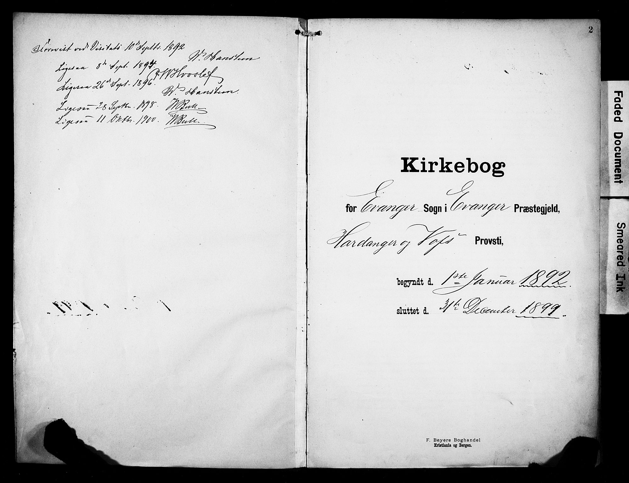 Evanger sokneprestembete, SAB/A-99924: Ministerialbok nr. A 2, 1892-1899, s. 2