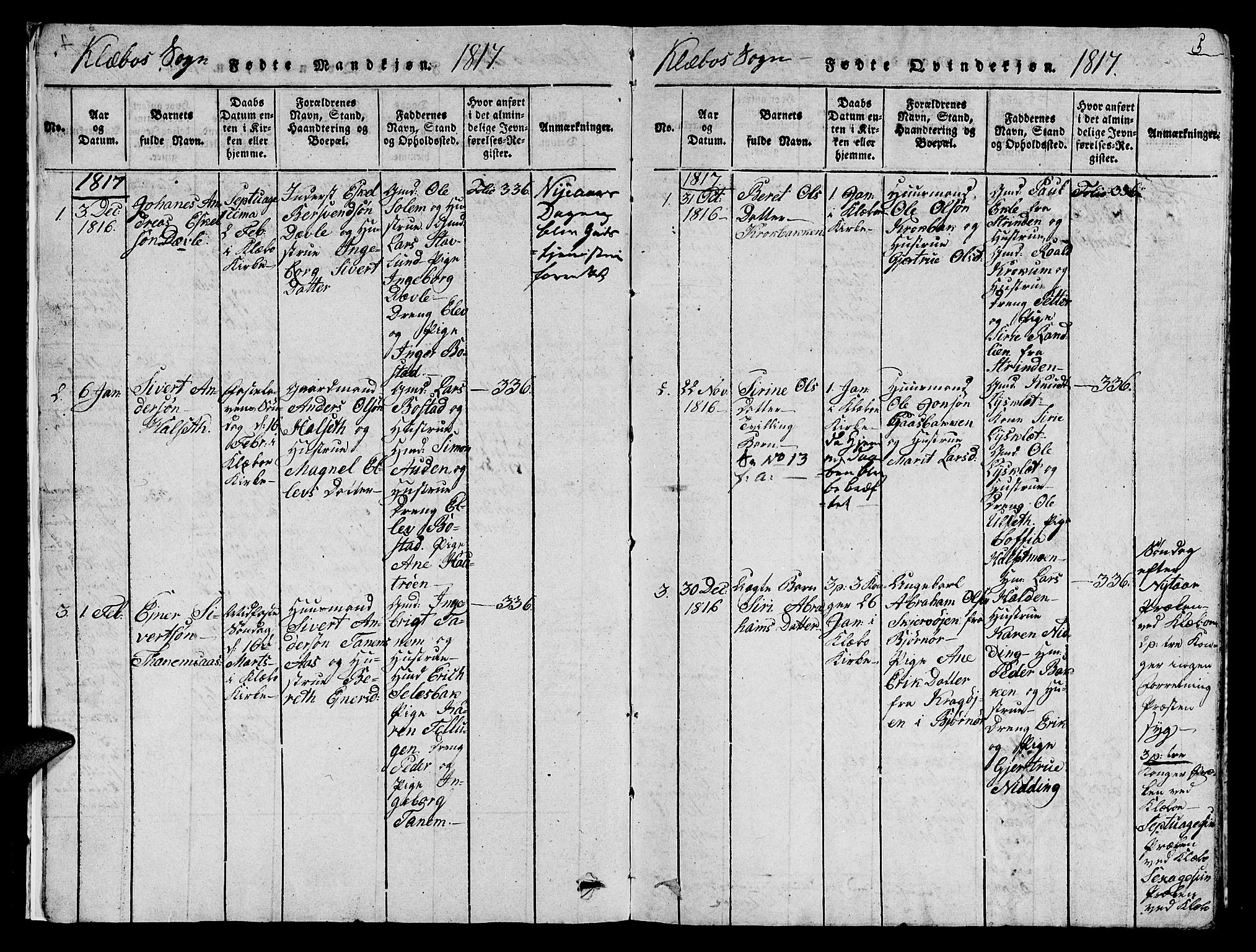 Ministerialprotokoller, klokkerbøker og fødselsregistre - Sør-Trøndelag, AV/SAT-A-1456/618/L0450: Klokkerbok nr. 618C01, 1816-1865, s. 5