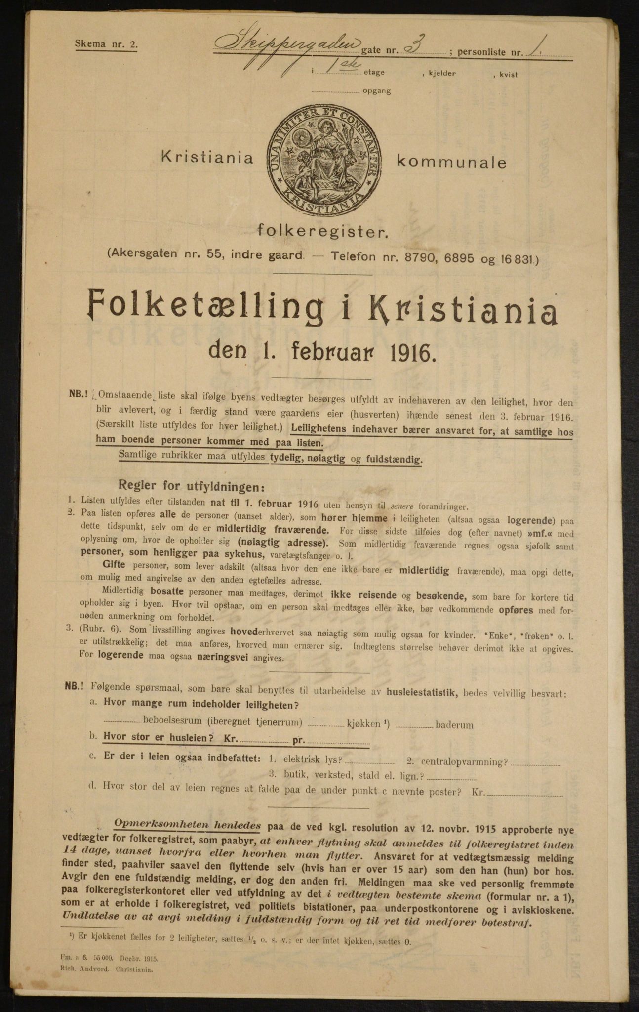 OBA, Kommunal folketelling 1.2.1916 for Kristiania, 1916, s. 97915