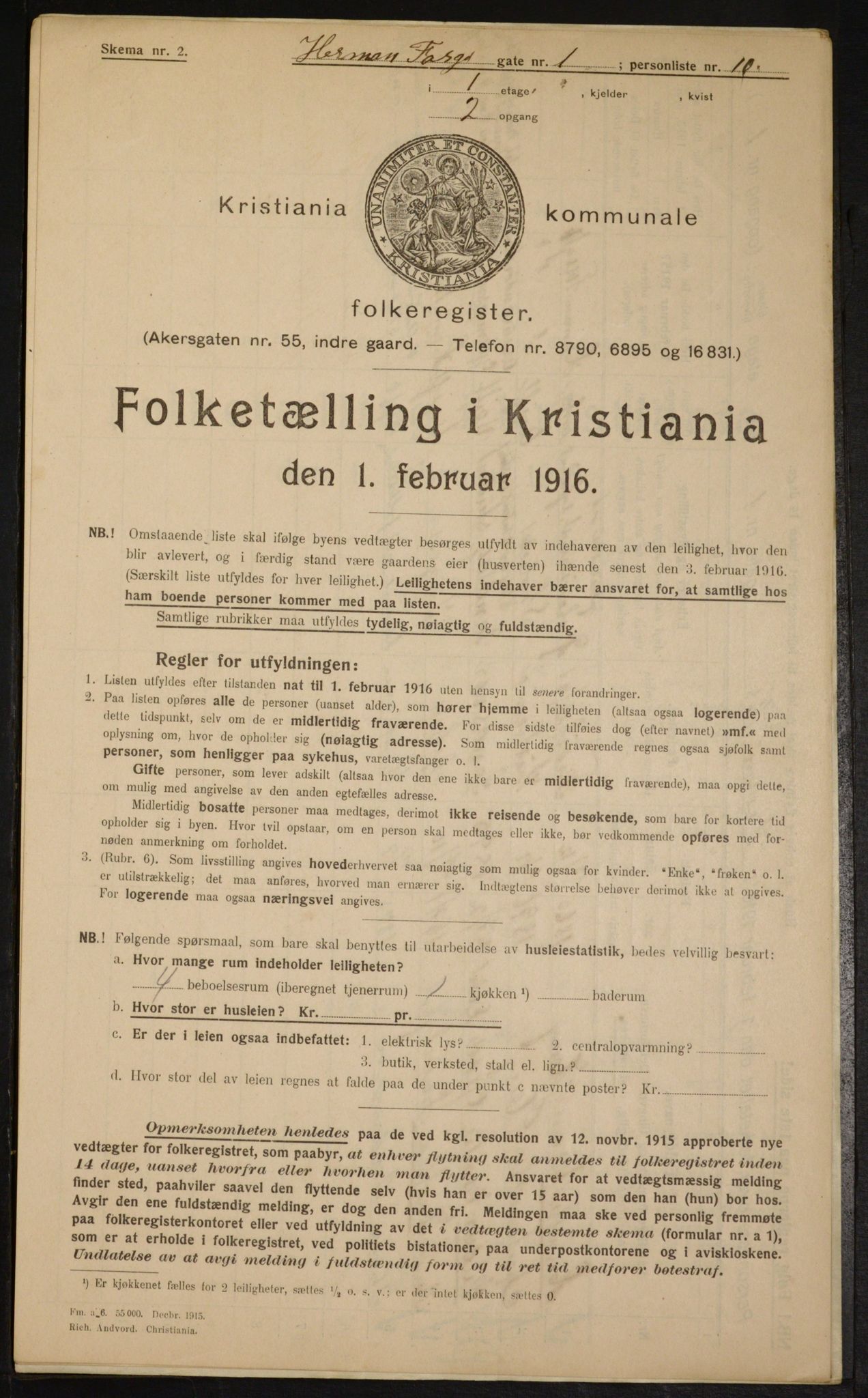 OBA, Kommunal folketelling 1.2.1916 for Kristiania, 1916, s. 39174