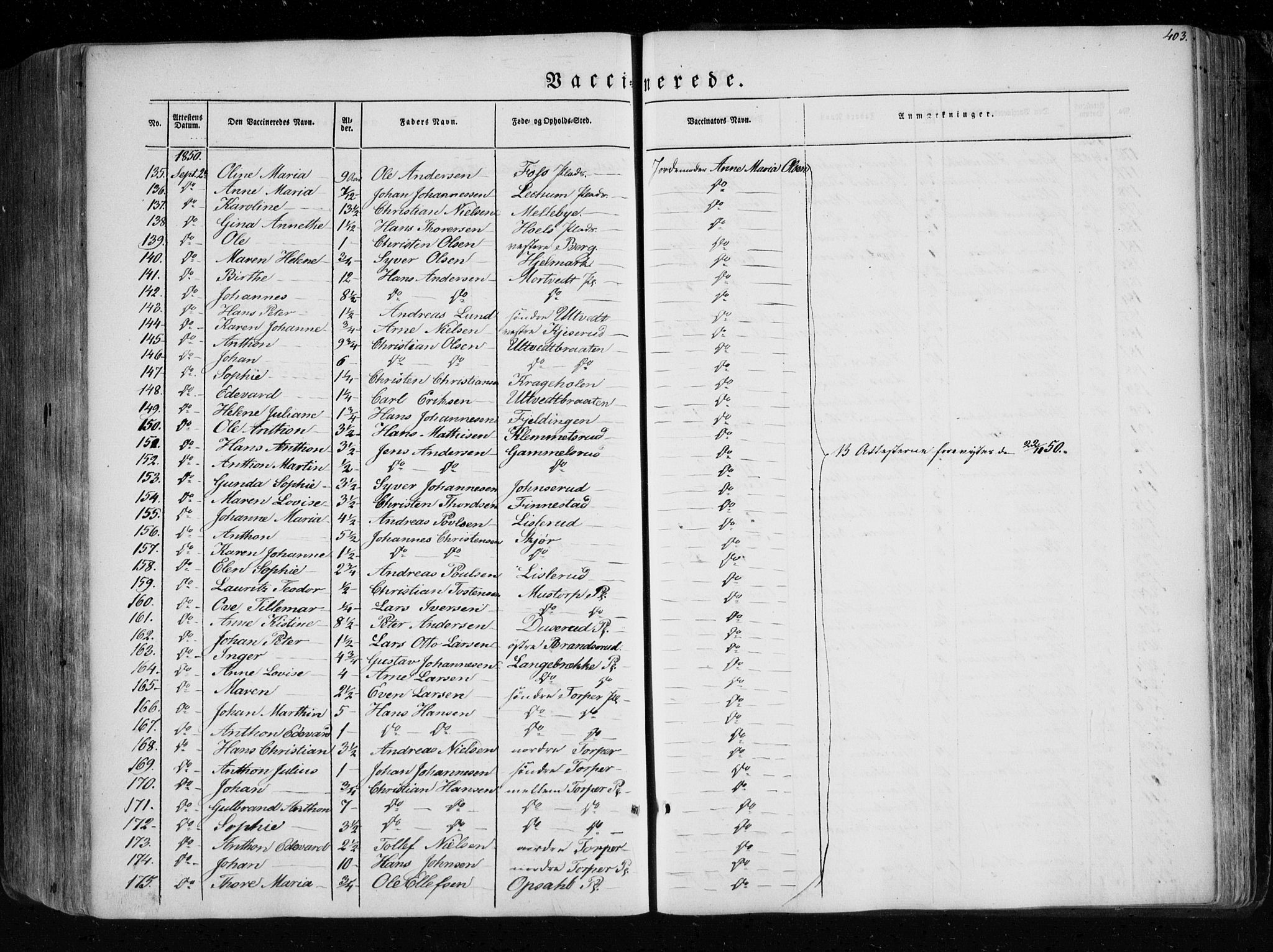 Eidsberg prestekontor Kirkebøker, AV/SAO-A-10905/F/Fa/L0009: Ministerialbok nr. I 9, 1849-1856, s. 403