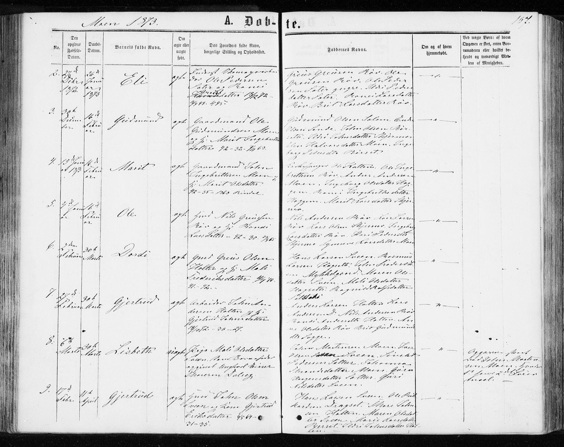 Ministerialprotokoller, klokkerbøker og fødselsregistre - Møre og Romsdal, SAT/A-1454/595/L1045: Ministerialbok nr. 595A07, 1863-1873, s. 107