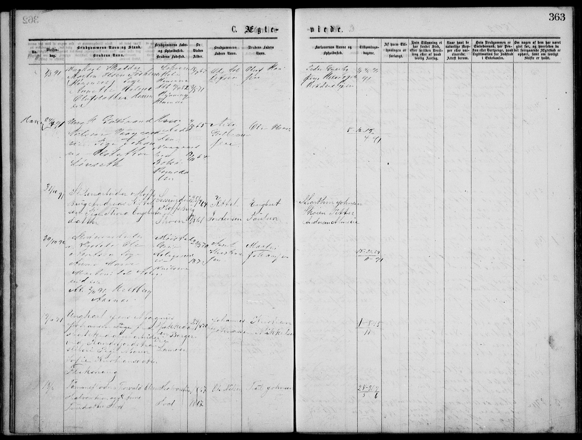 Norderhov kirkebøker, AV/SAKO-A-237/G/Gb/L0001: Klokkerbok nr. II 1, 1876-1899, s. 363