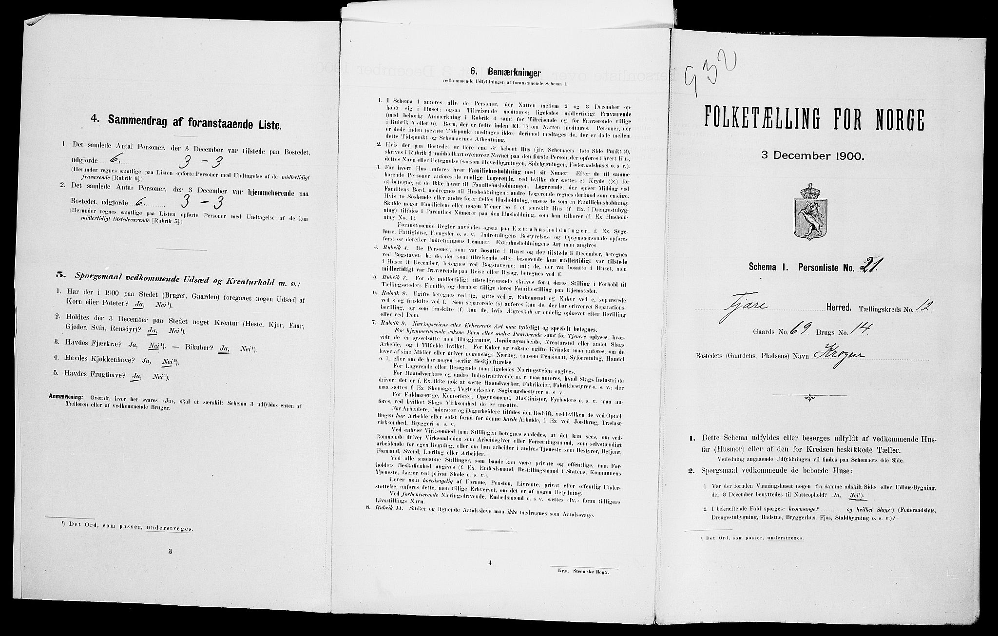 SAK, Folketelling 1900 for 0923 Fjære herred, 1900, s. 1301