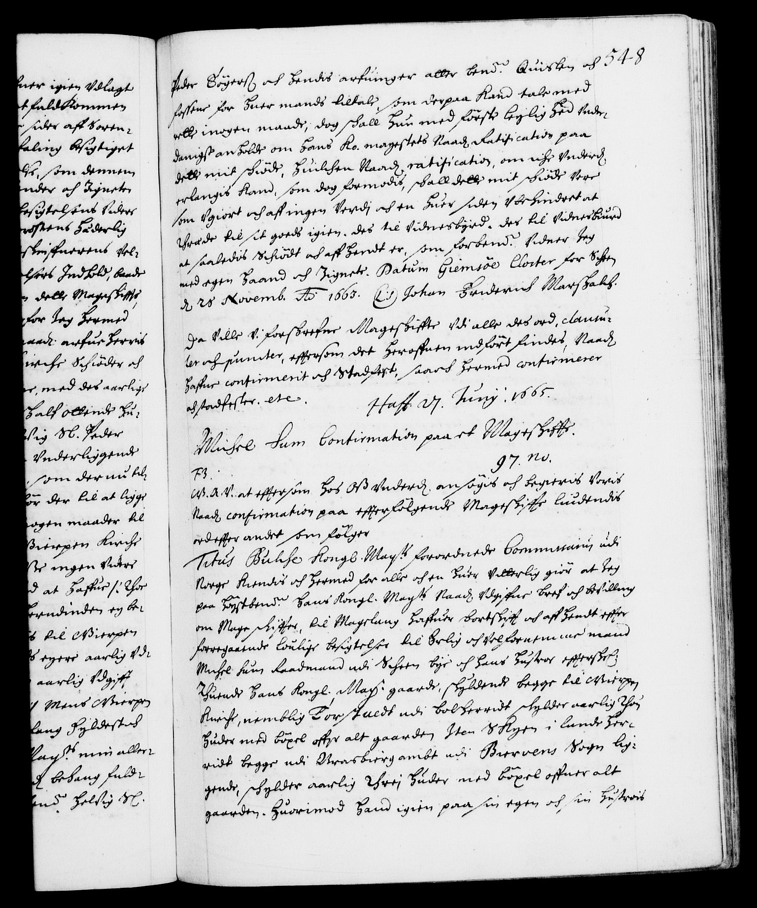 Danske Kanselli 1572-1799, AV/RA-EA-3023/F/Fc/Fca/Fcaa/L0010: Norske registre (mikrofilm), 1660-1670, s. 548a