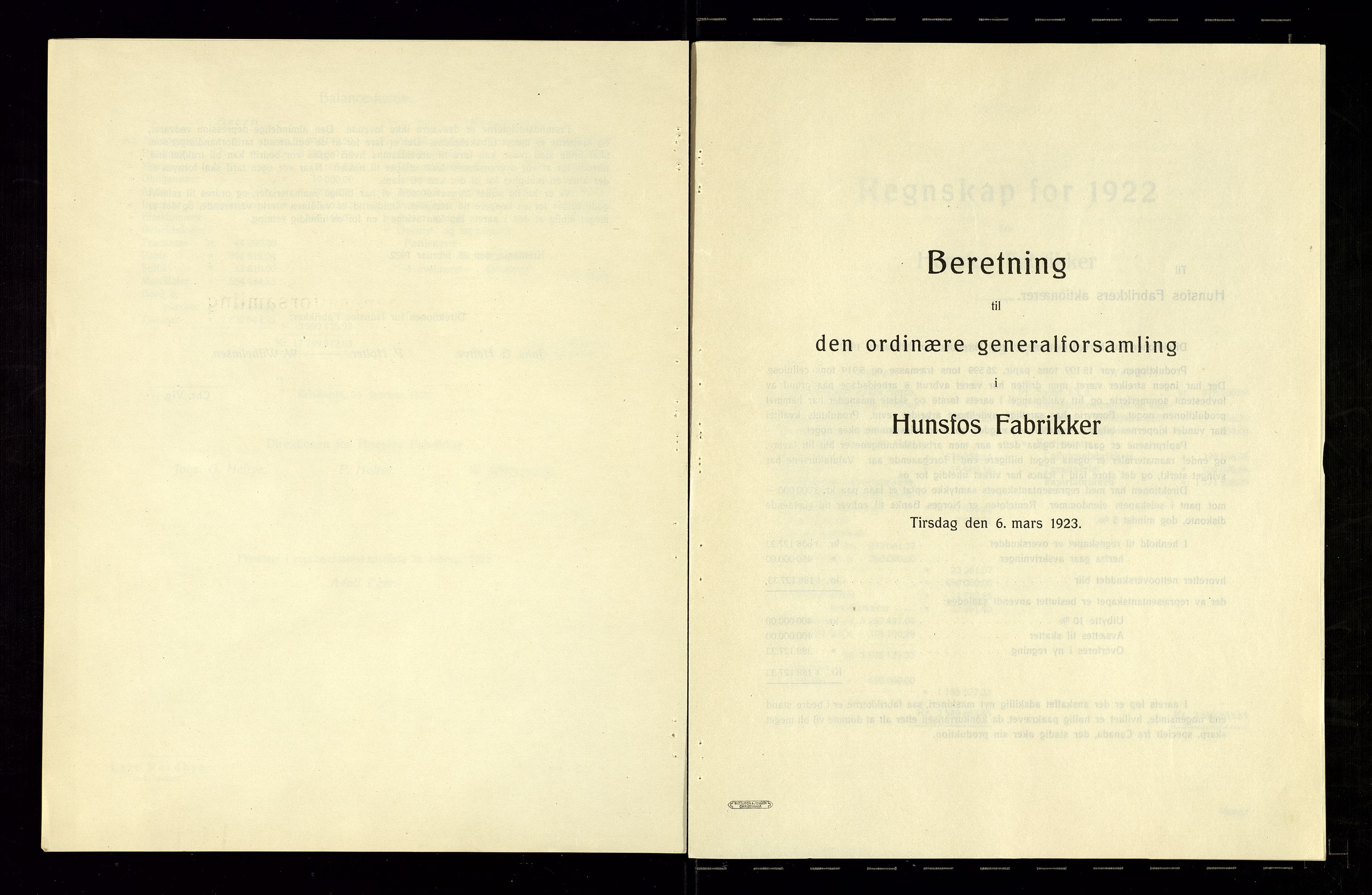 Hunsfos fabrikker, AV/SAK-D/1440/01/L0001/0003: Vedtekter, anmeldelser og årsberetninger / Årsberetninger og regnskap, 1918-1989, s. 21