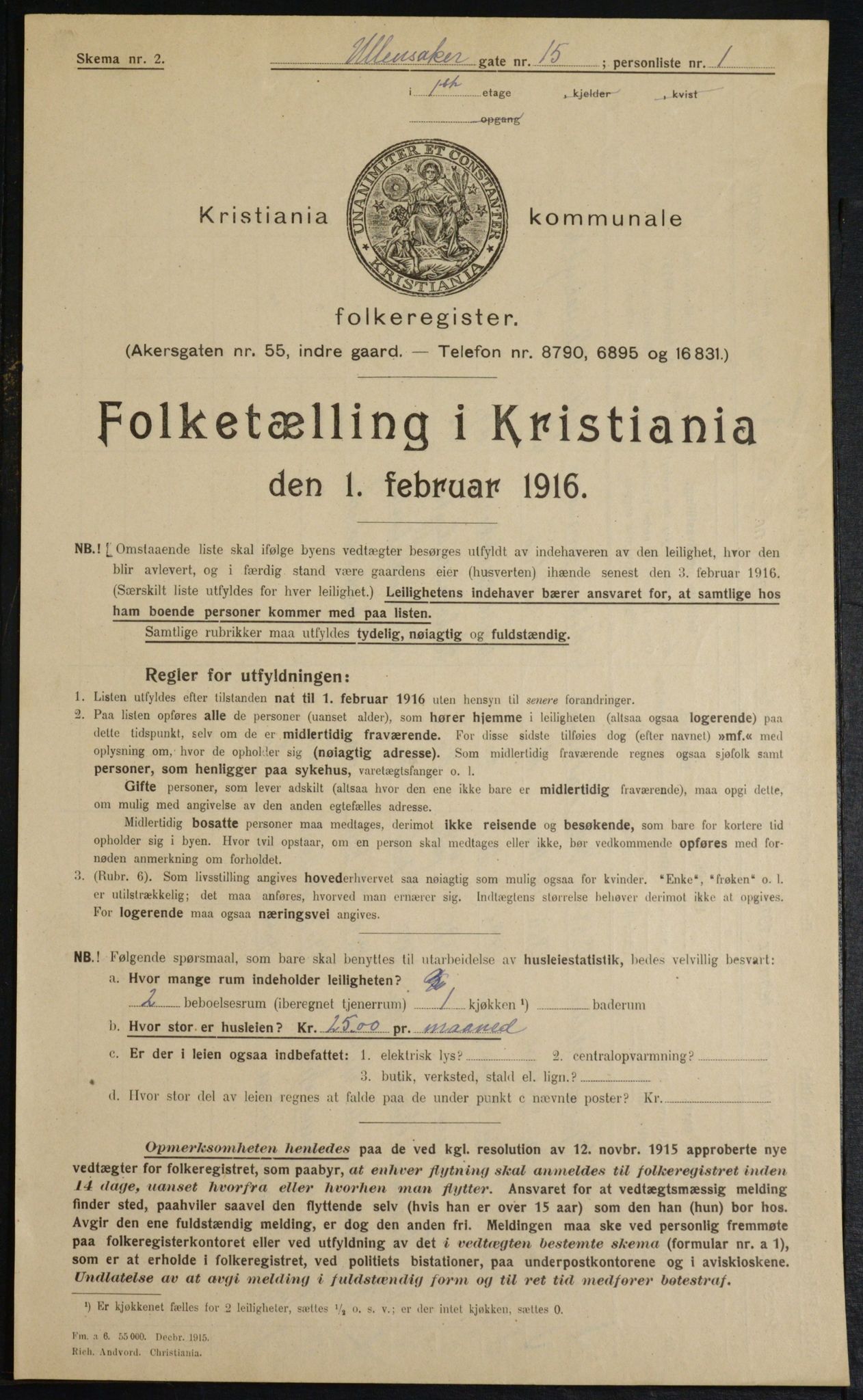 OBA, Kommunal folketelling 1.2.1916 for Kristiania, 1916, s. 122437