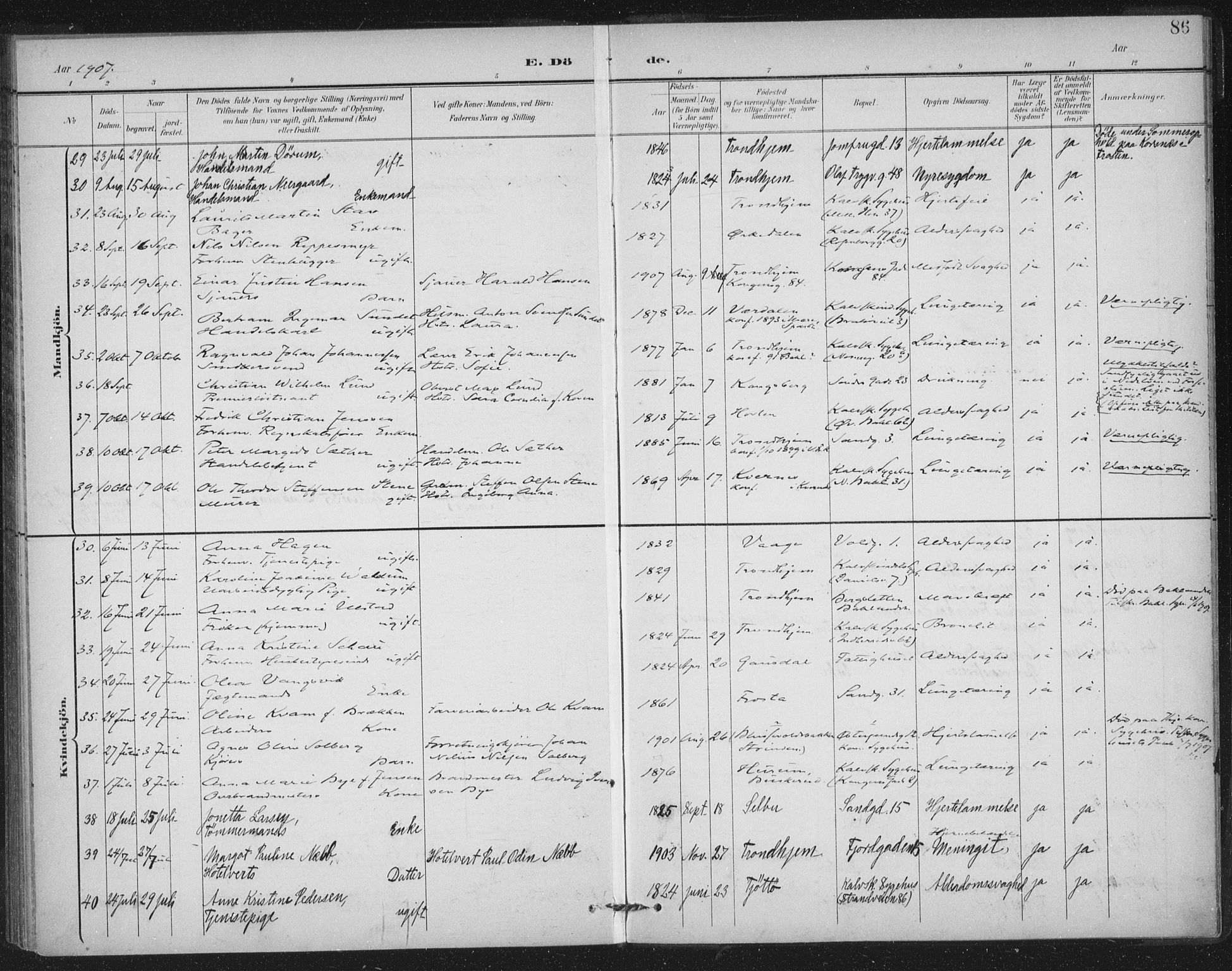 Ministerialprotokoller, klokkerbøker og fødselsregistre - Sør-Trøndelag, SAT/A-1456/602/L0123: Ministerialbok nr. 602A21, 1895-1910, s. 86