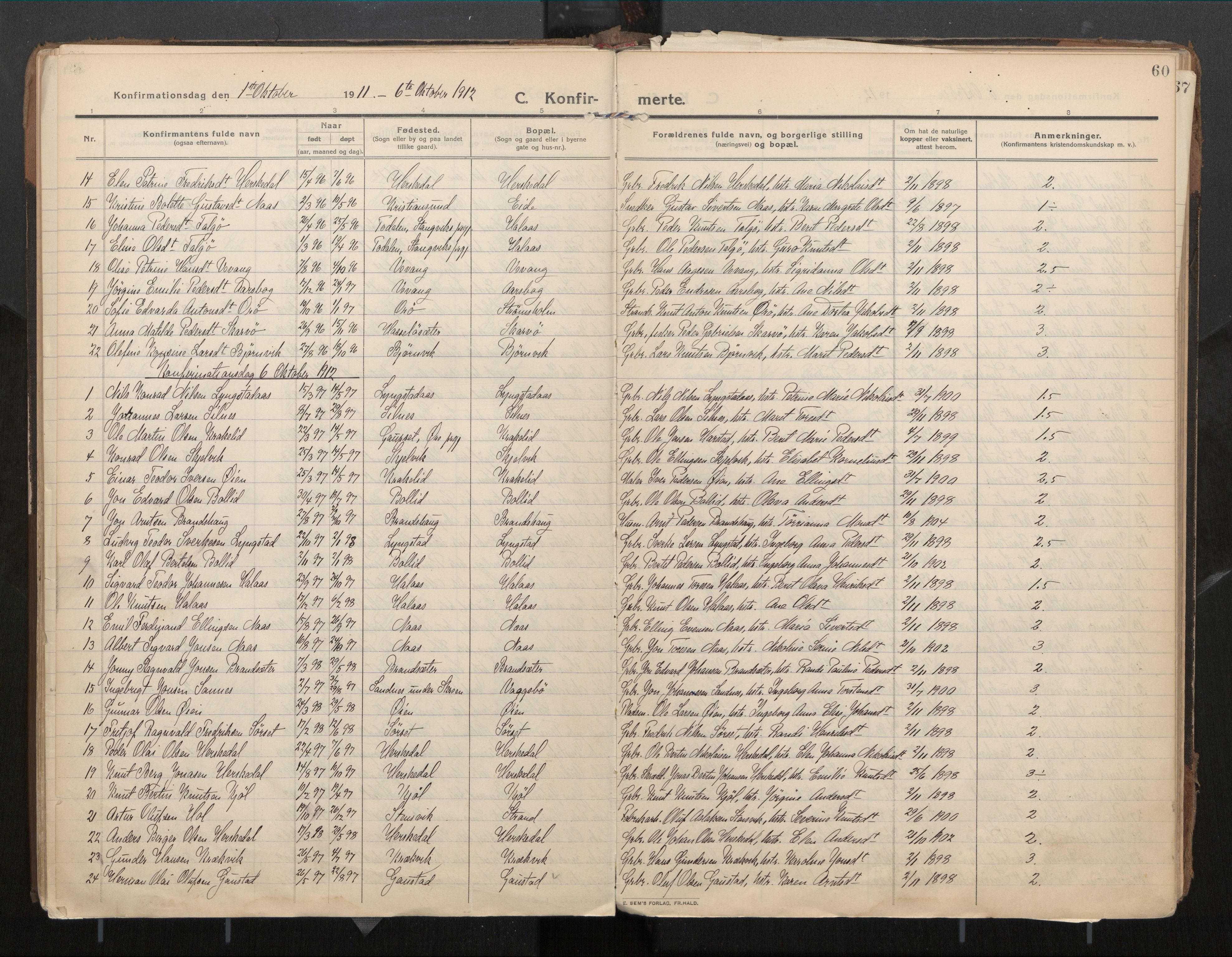 Ministerialprotokoller, klokkerbøker og fødselsregistre - Møre og Romsdal, AV/SAT-A-1454/571/L0836b: Ministerialbok nr. 571A03, 1911-1926, s. 60