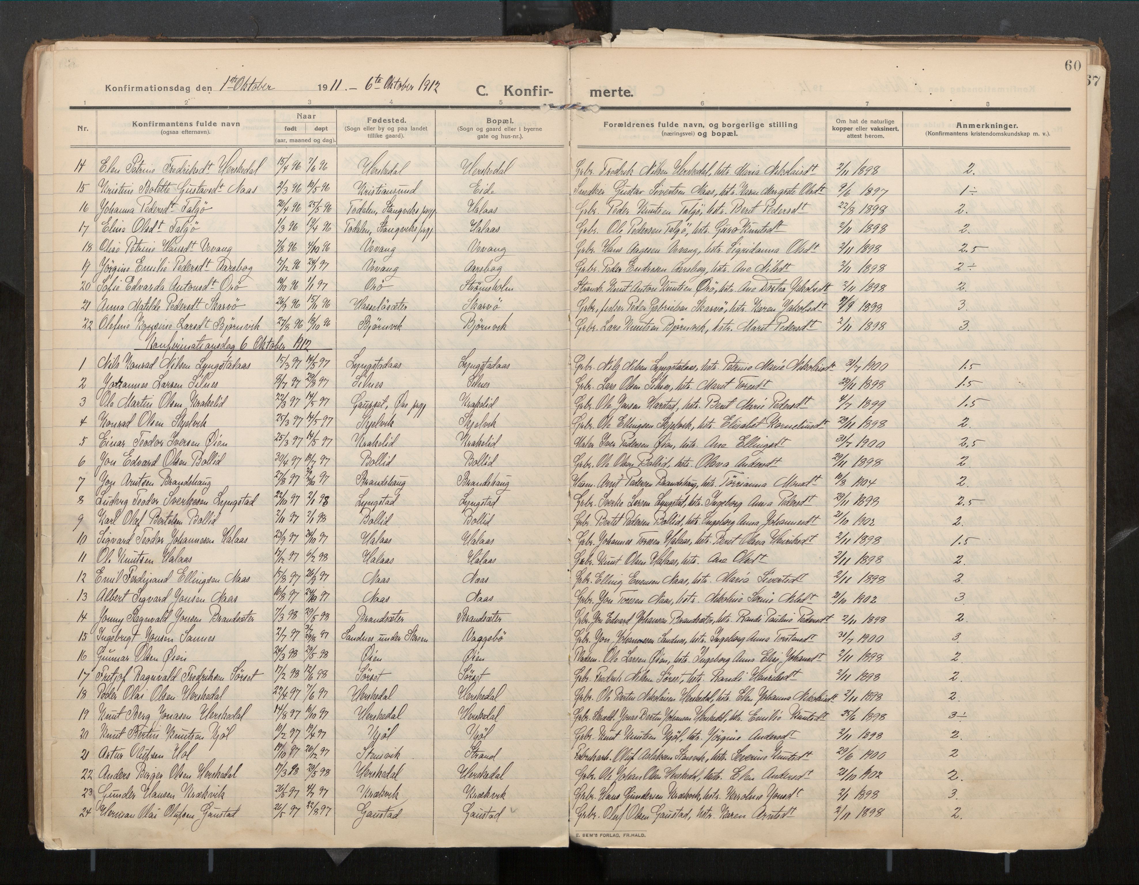 Ministerialprotokoller, klokkerbøker og fødselsregistre - Møre og Romsdal, SAT/A-1454/571/L0836b: Ministerialbok nr. 571A03, 1911-1926, s. 60