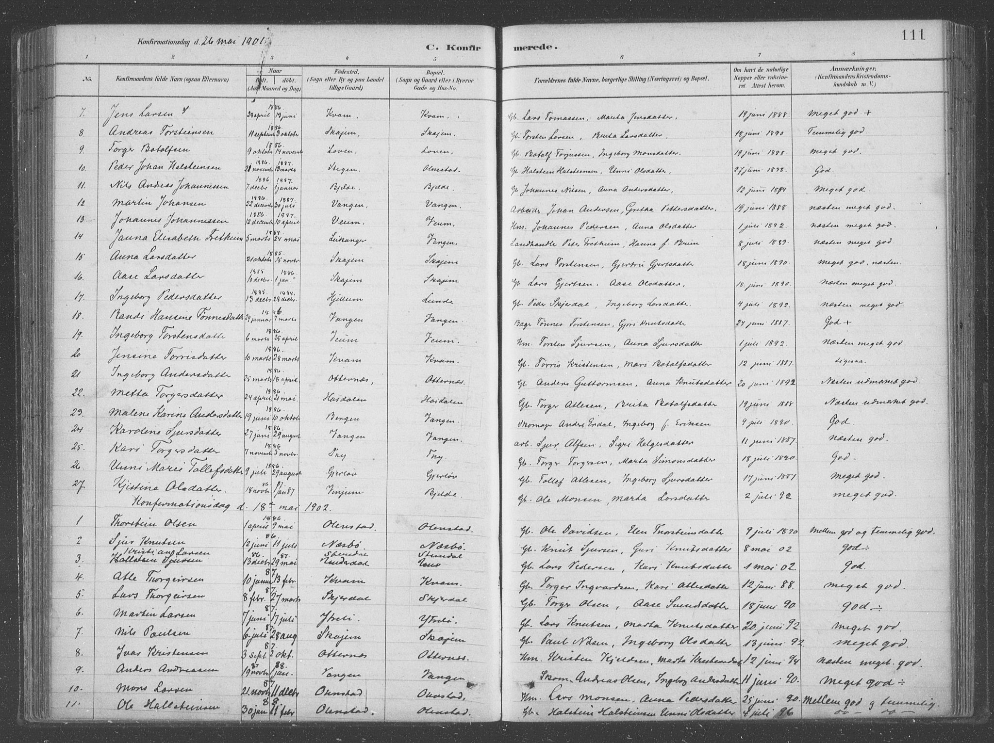 Aurland sokneprestembete, AV/SAB-A-99937/H/Ha/Hab/L0001: Ministerialbok nr. B  1, 1880-1909, s. 111