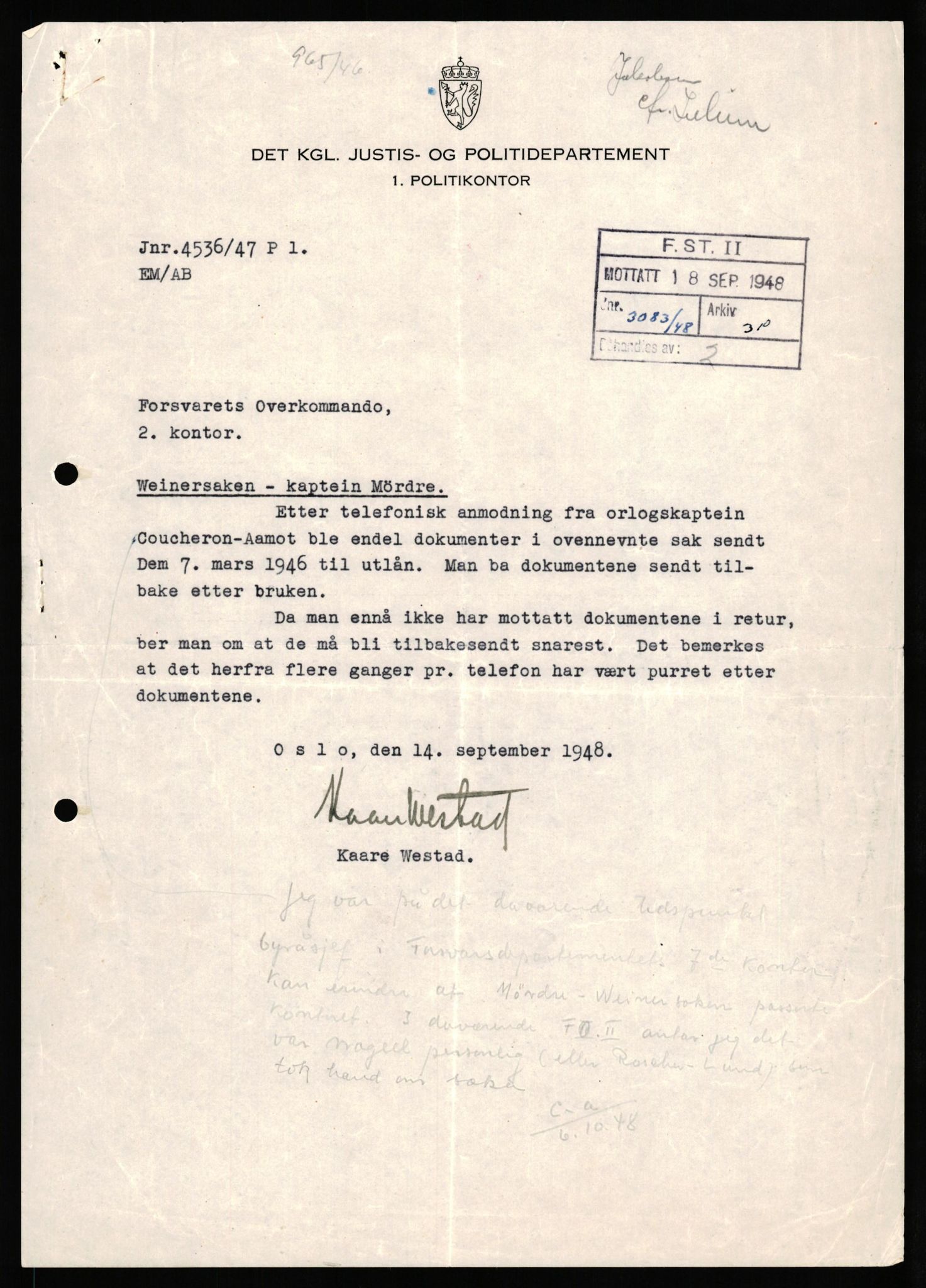 Forsvaret, Forsvarets overkommando II, AV/RA-RAFA-3915/D/Db/L0035: CI Questionaires. Tyske okkupasjonsstyrker i Norge. Tyskere., 1945-1946, s. 298