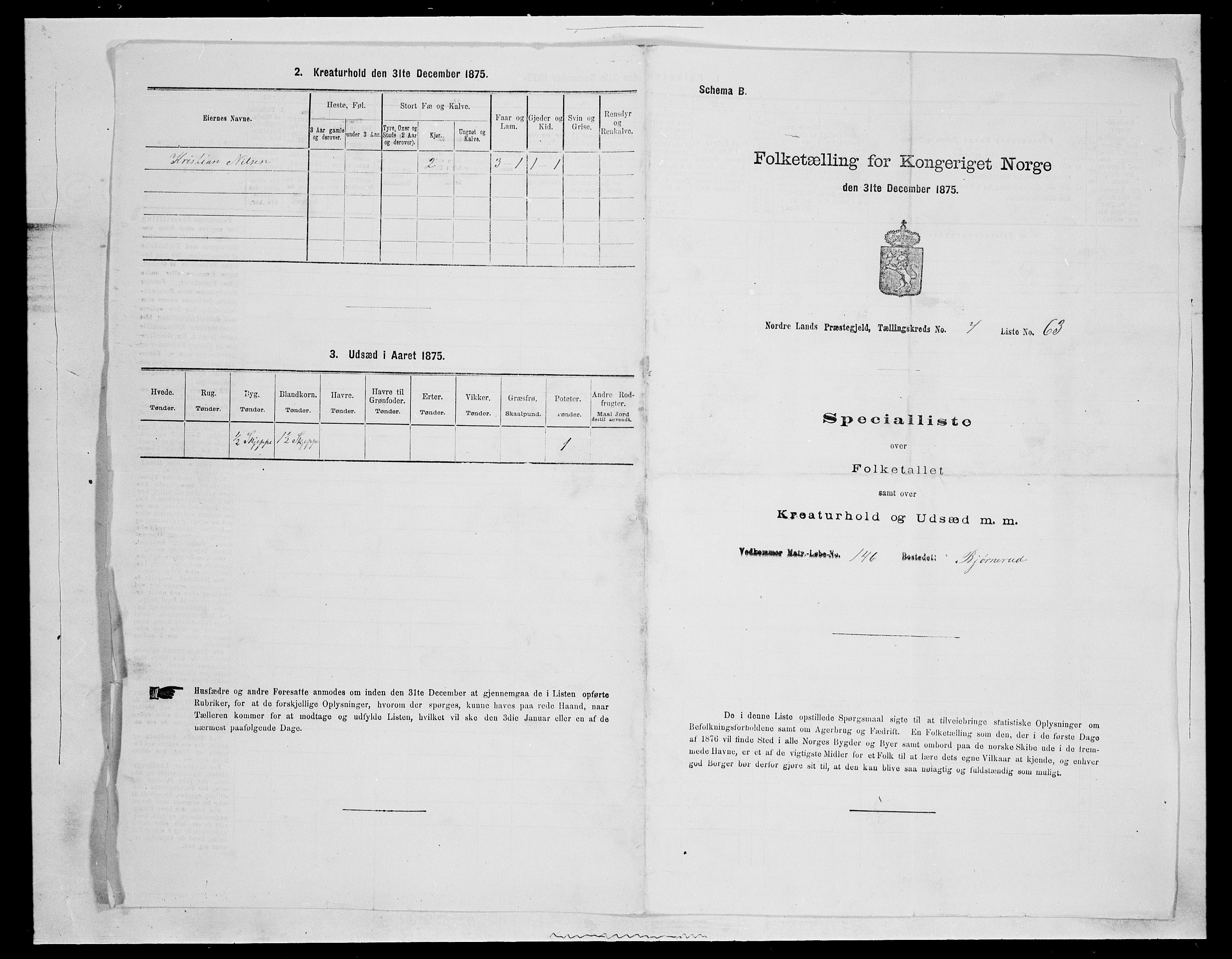 SAH, Folketelling 1875 for 0538P Nordre Land prestegjeld, 1875, s. 1211