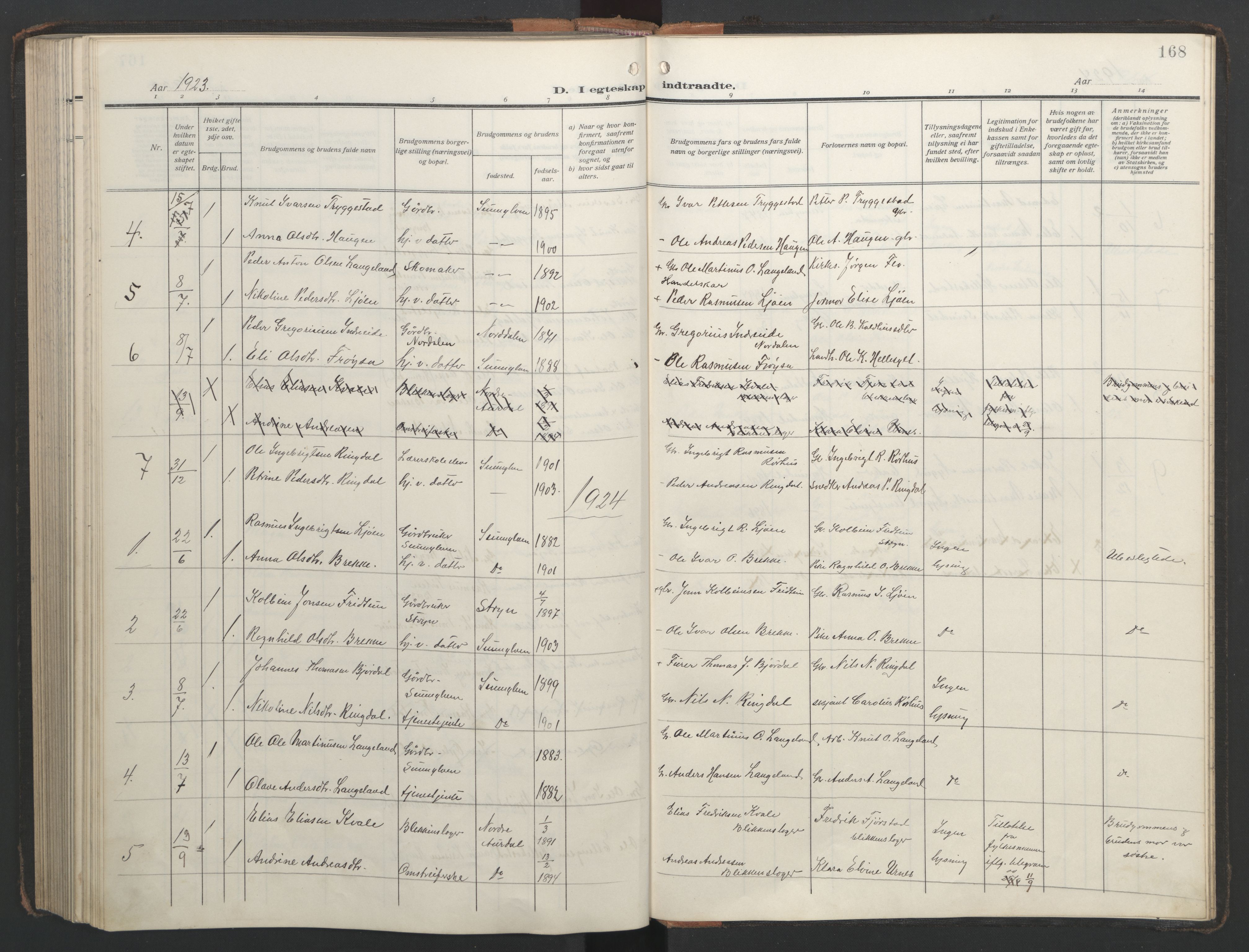 Ministerialprotokoller, klokkerbøker og fødselsregistre - Møre og Romsdal, AV/SAT-A-1454/517/L0232: Klokkerbok nr. 517C05, 1910-1946, s. 168