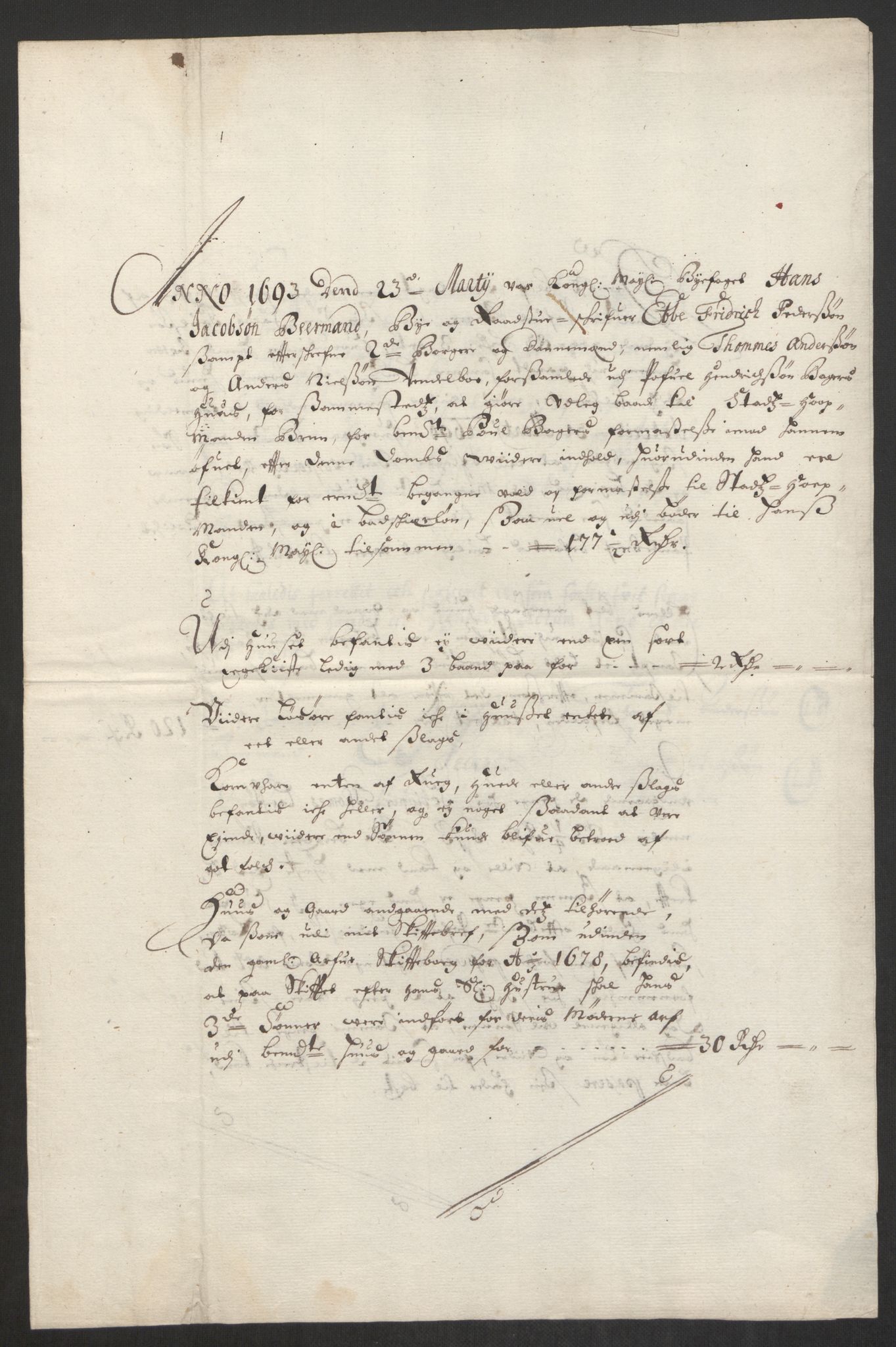 Rentekammeret inntil 1814, Reviderte regnskaper, Byregnskaper, AV/RA-EA-4066/R/Rm/L0285: [M18] Sikt og sakefall, 1681-1718, s. 190