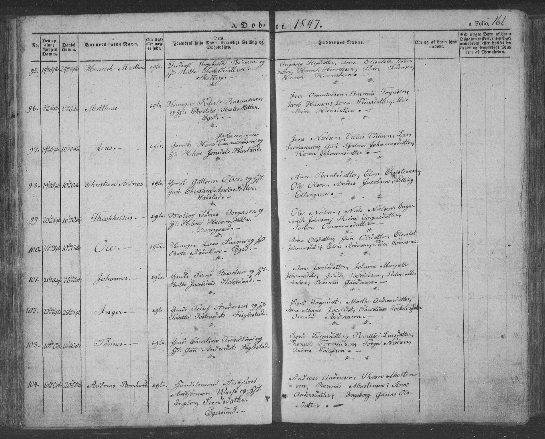 Eigersund sokneprestkontor, AV/SAST-A-101807/S08/L0009: Ministerialbok nr. A 9, 1827-1850, s. 161