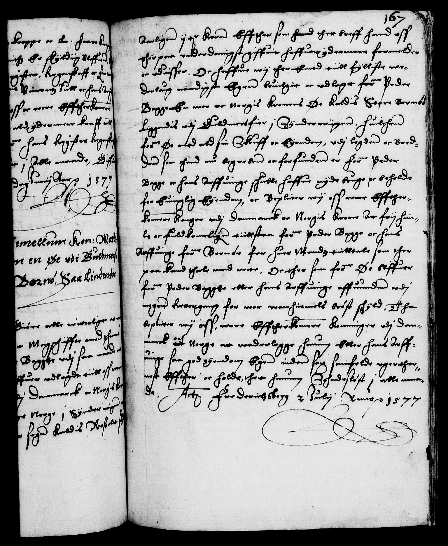Danske Kanselli 1572-1799, RA/EA-3023/F/Fc/Fca/Fcaa/L0001: Norske registre (mikrofilm), 1572-1588, s. 167a