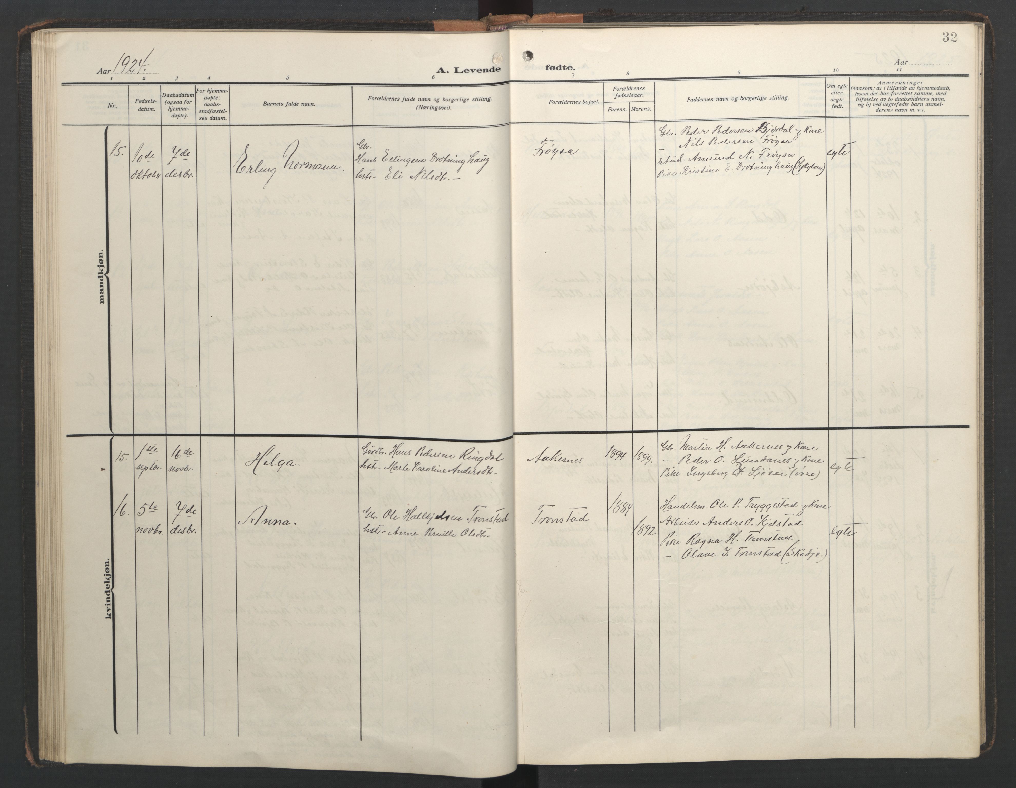 Ministerialprotokoller, klokkerbøker og fødselsregistre - Møre og Romsdal, AV/SAT-A-1454/517/L0232: Klokkerbok nr. 517C05, 1910-1946, s. 32