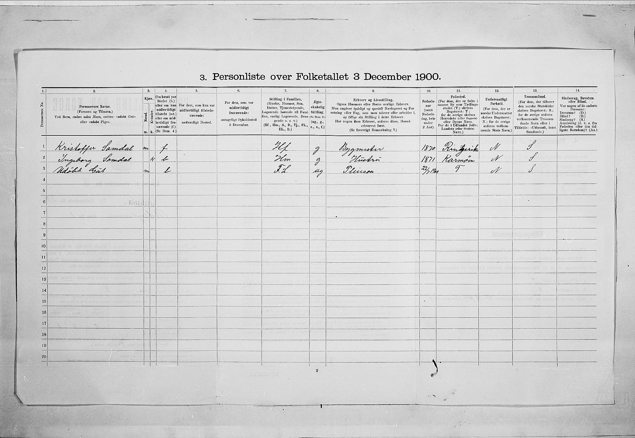 SAO, Folketelling 1900 for 0301 Kristiania kjøpstad, 1900, s. 106649