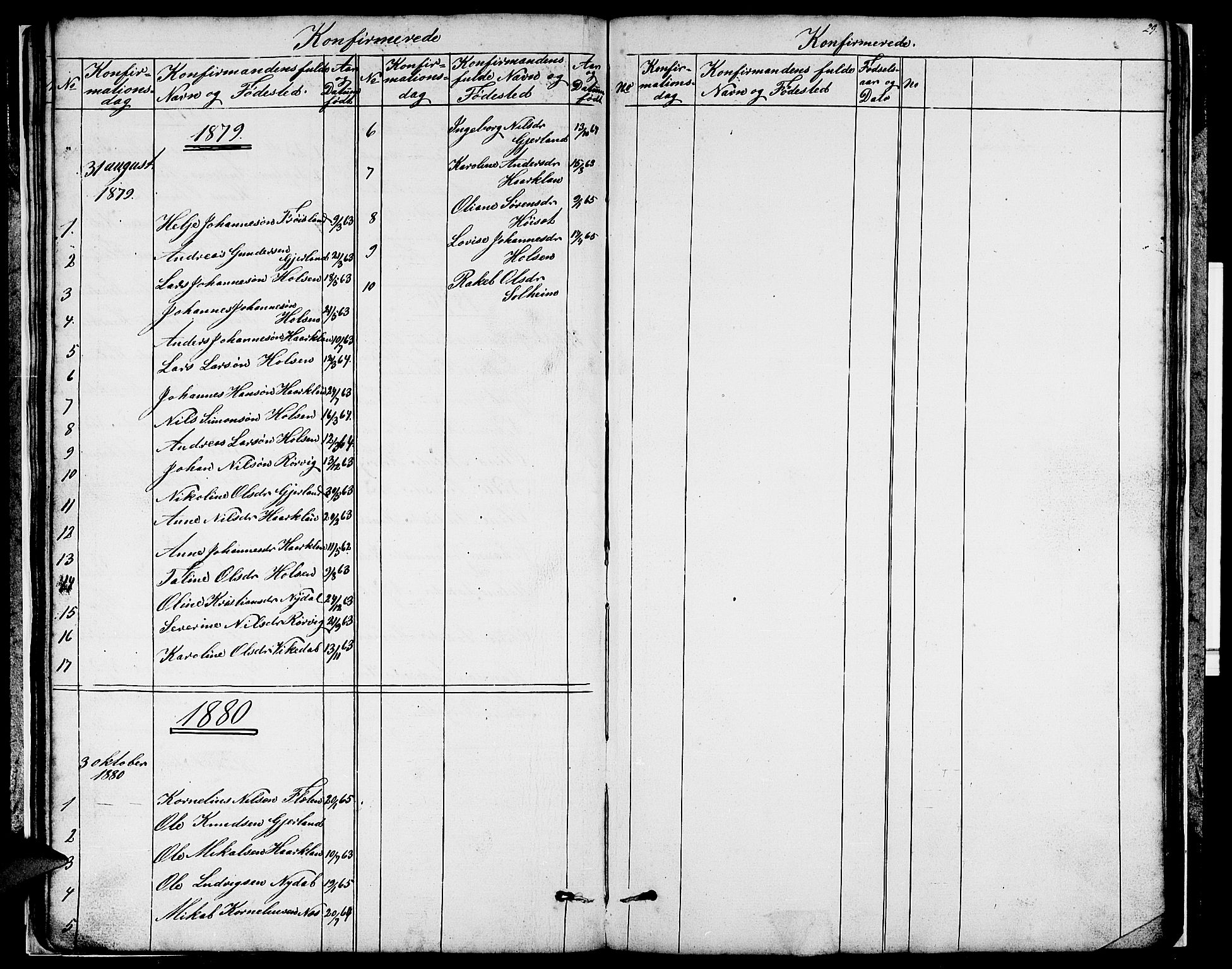 Førde sokneprestembete, AV/SAB-A-79901/H/Hab/Habc/L0001: Klokkerbok nr. C 1, 1853-1880, s. 29
