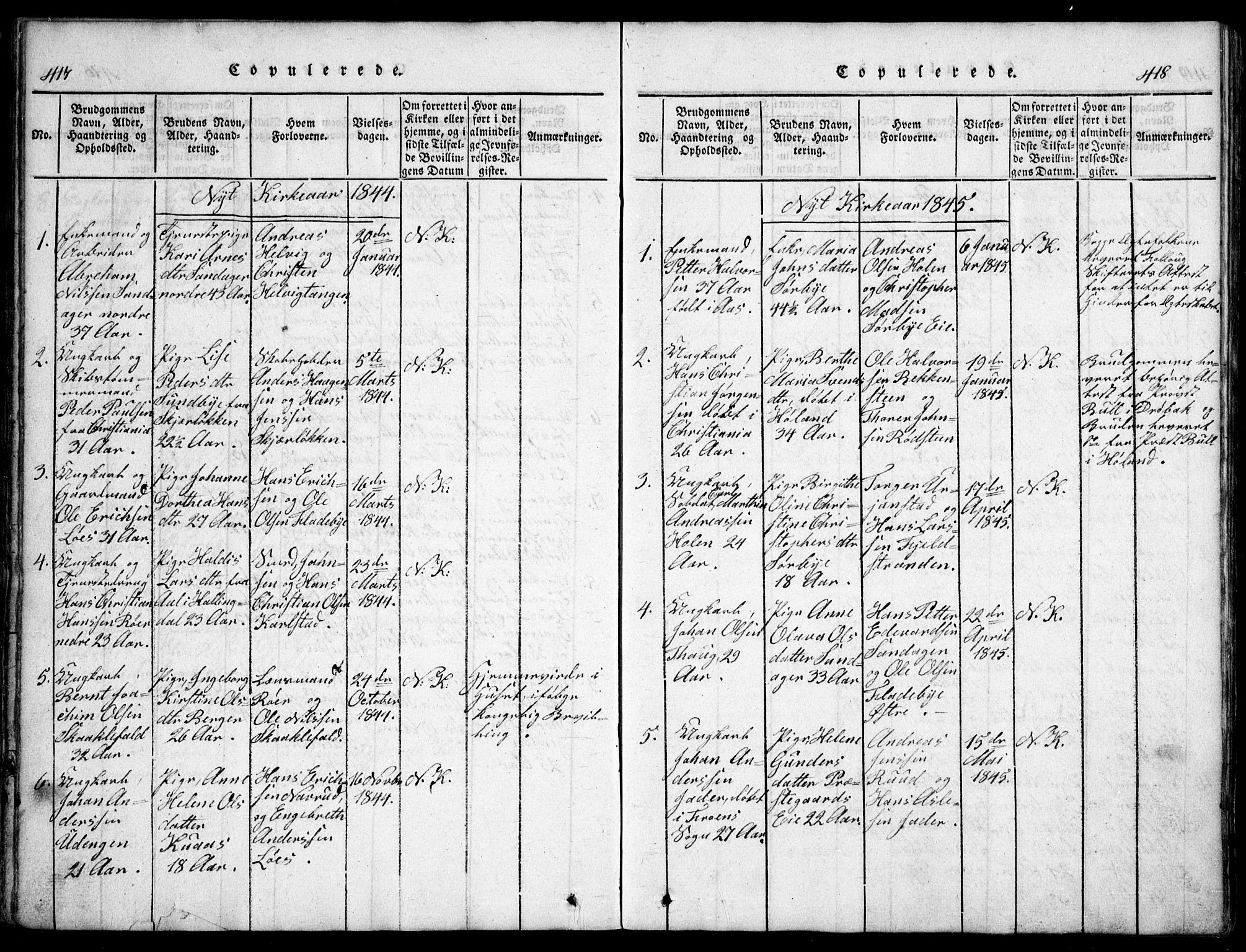 Nesodden prestekontor Kirkebøker, SAO/A-10013/G/Ga/L0001: Klokkerbok nr. I 1, 1814-1847, s. 417-418