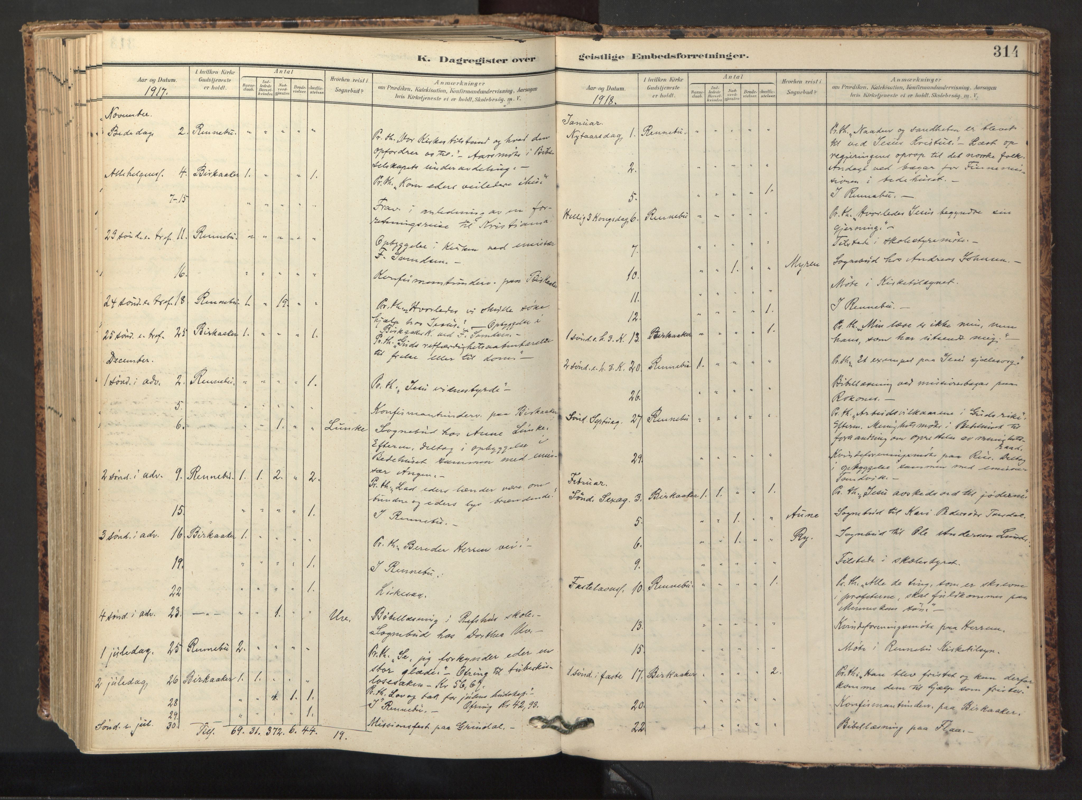 Ministerialprotokoller, klokkerbøker og fødselsregistre - Sør-Trøndelag, AV/SAT-A-1456/674/L0873: Ministerialbok nr. 674A05, 1908-1923, s. 314
