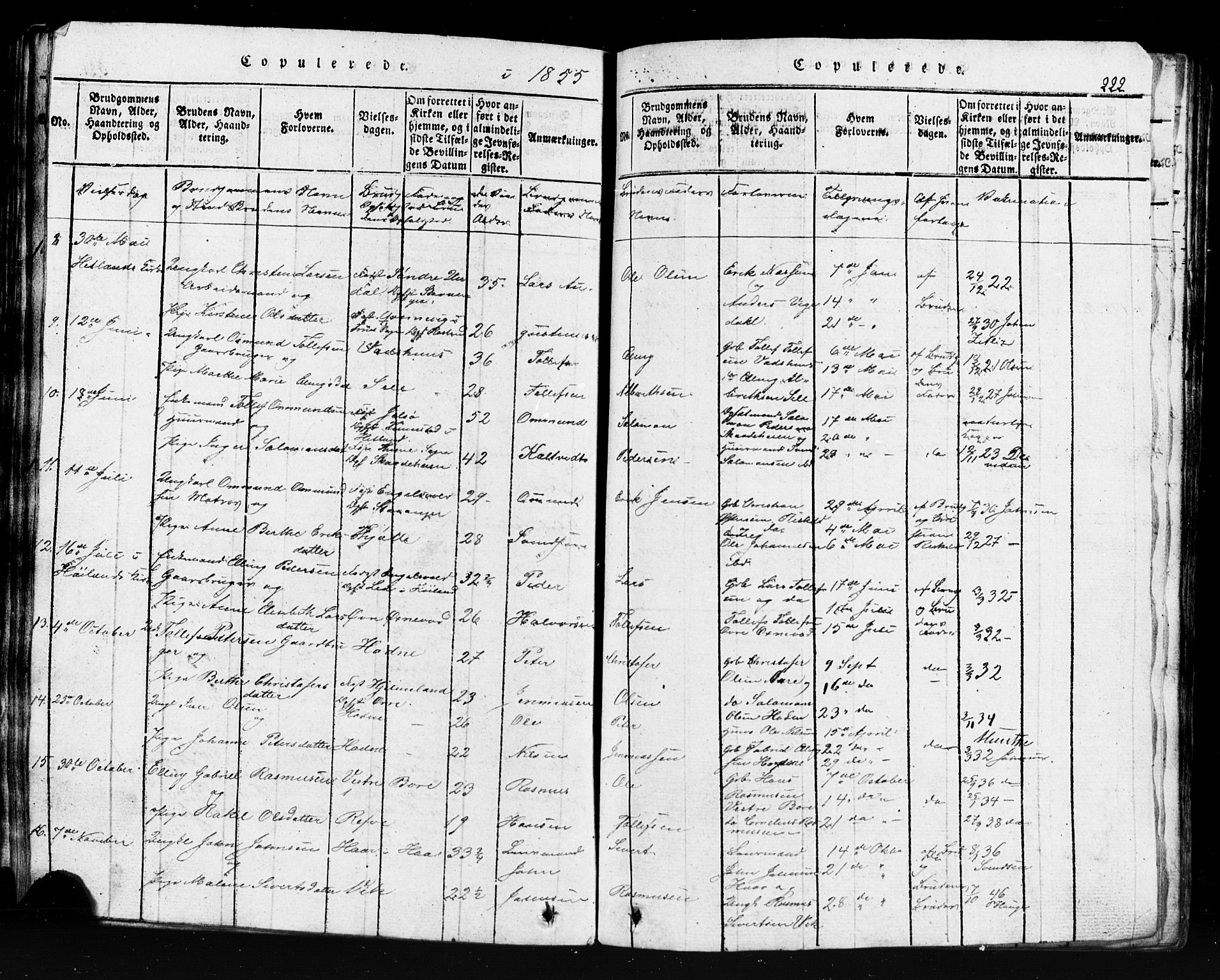 Klepp sokneprestkontor, AV/SAST-A-101803/001/3/30BB/L0001: Klokkerbok nr.  B 1, 1816-1859, s. 222