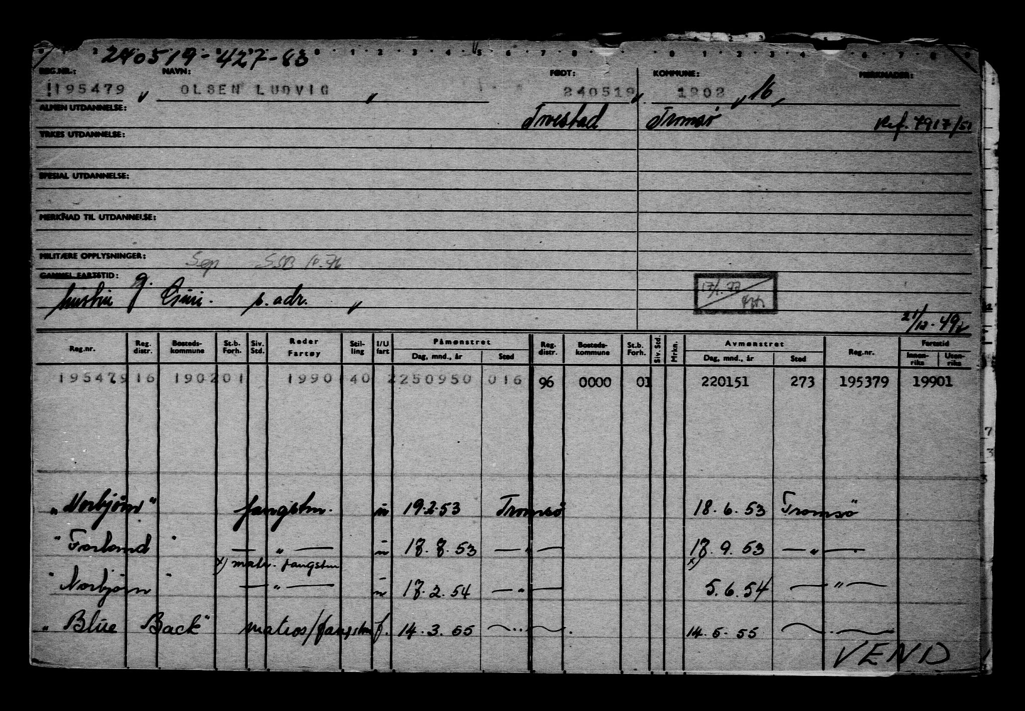 Direktoratet for sjømenn, AV/RA-S-3545/G/Gb/L0169: Hovedkort, 1919, s. 115